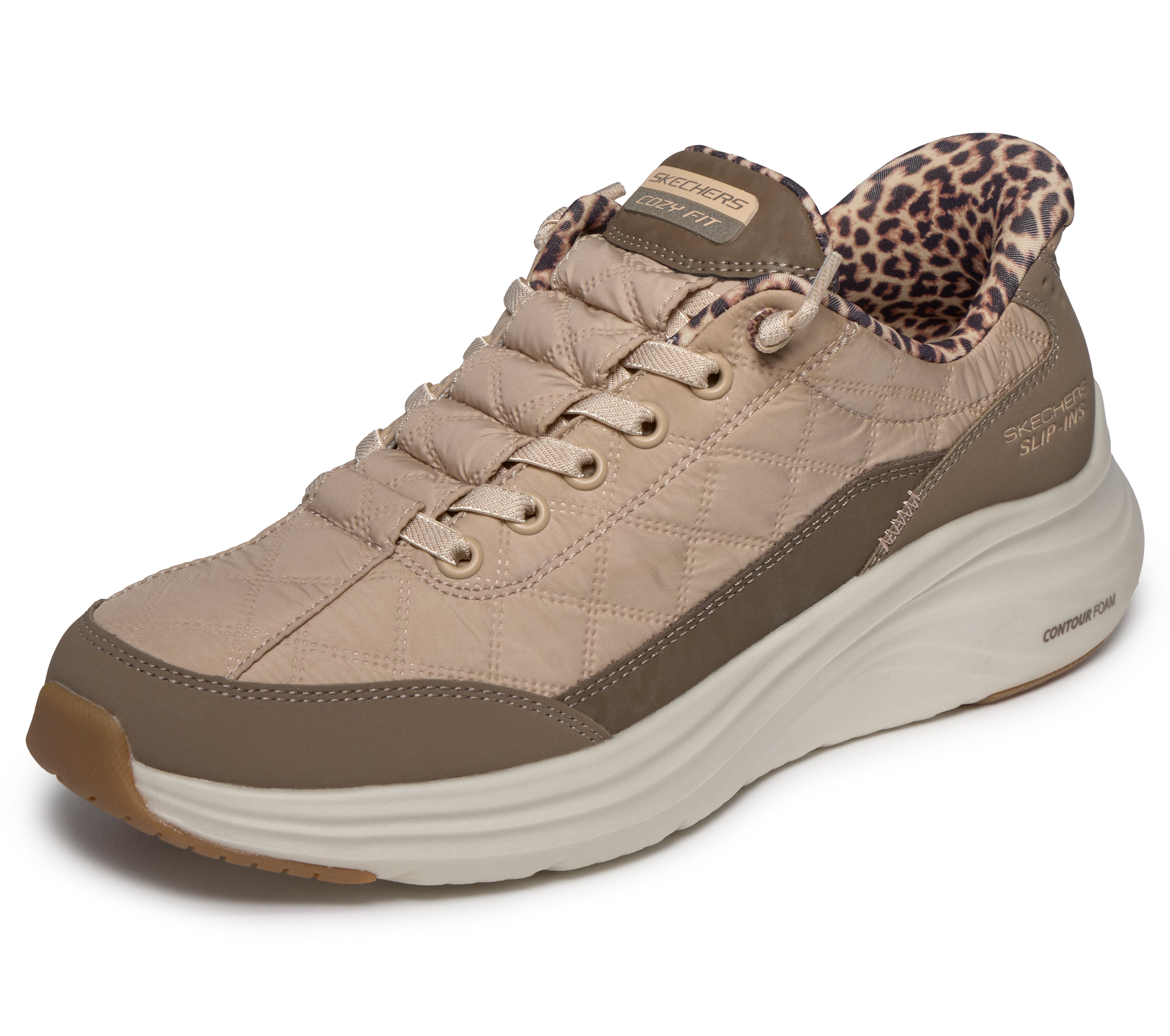 Skechers Slip-On Sneaker "CONTOUR FOAM-LEOPARD DREAM" Schlupfschuh, Halbschuh, Freizeitschuh mit Animal-Print