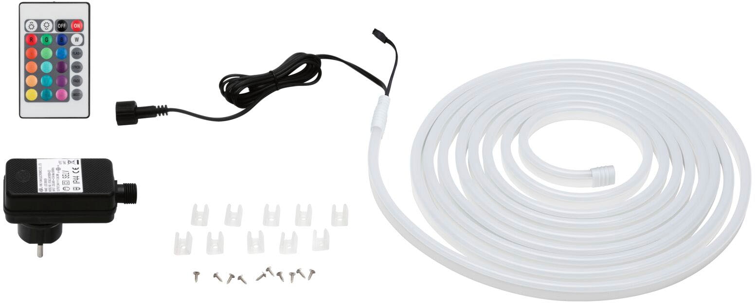 PAULMANN LED-Streifen "SimpLED Outdoor Basisset IP44 RGB beschichtet", Dioden 360 Stk. Flammen 1 Stk., Gesamtlänge 5m, weiß, Küche, Lichterketten