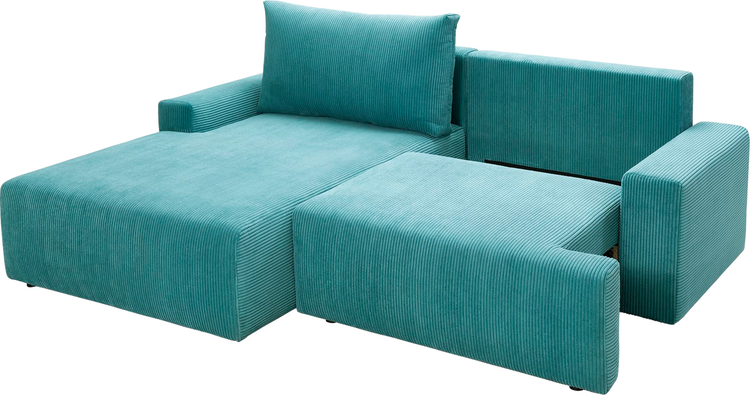 exxpo - sofa fashion Ecksofa »Orinoko, aktuelles Design und hoher Sitzkomfort, L-Form«, inkl. Bettfunktion und Bettkasten, schöne Farben im angesagten Cord