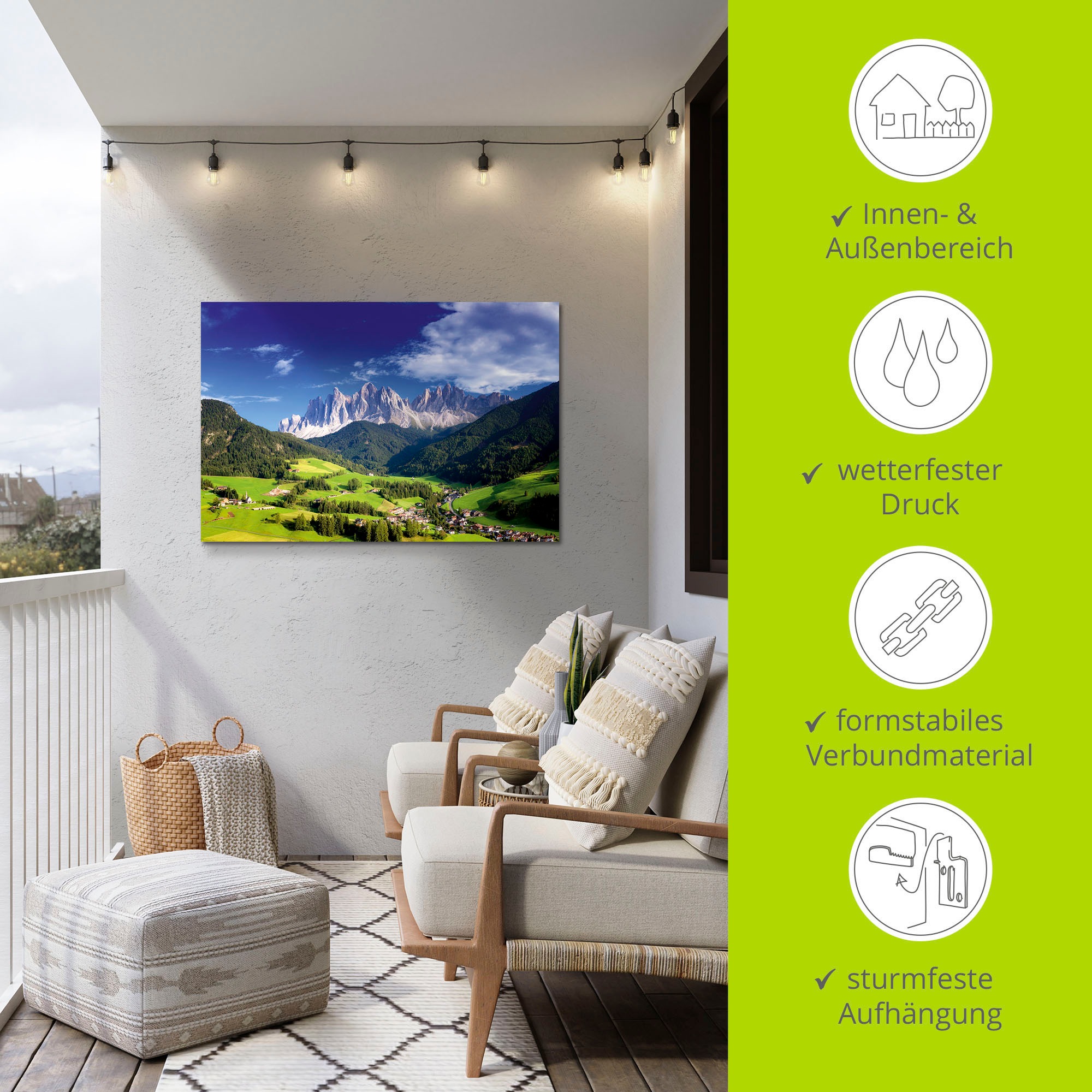 Artland Wandbild »Südtirol«, Berge & Alpenbilder, (1 St.), als Alubild, Leinwandbild, Wandaufkleber oder Poster in versch. Größen