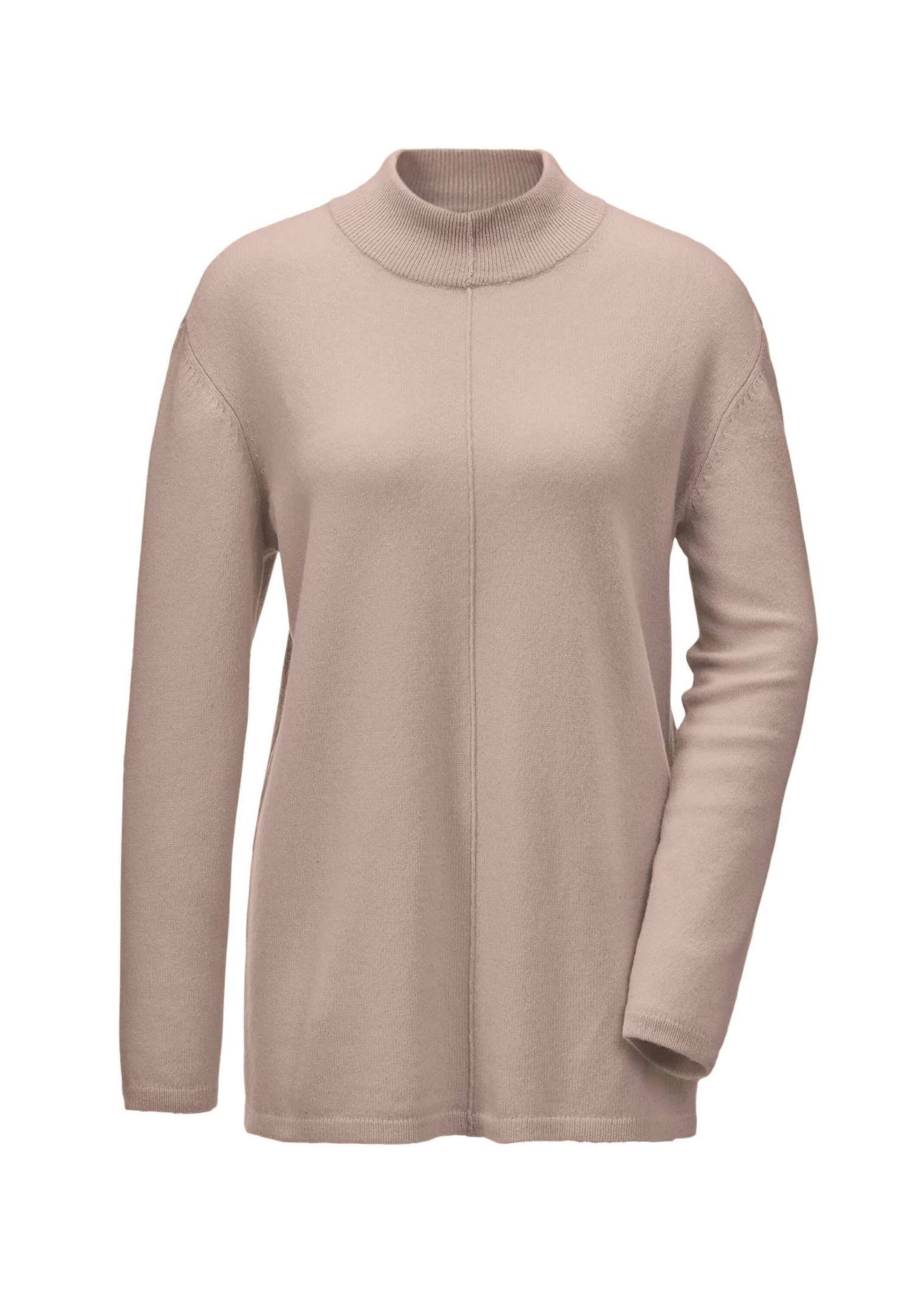 Strickpullover GOLDNER "Kurzgröße Weicher Kaschmirpullover mit Kragen", Damen, Gr. 23, beige (sand), Obermaterial: 100% Kaschmir WS., Rippe, Pullover Strickpullover, Dekorative Naht im Vorderteil