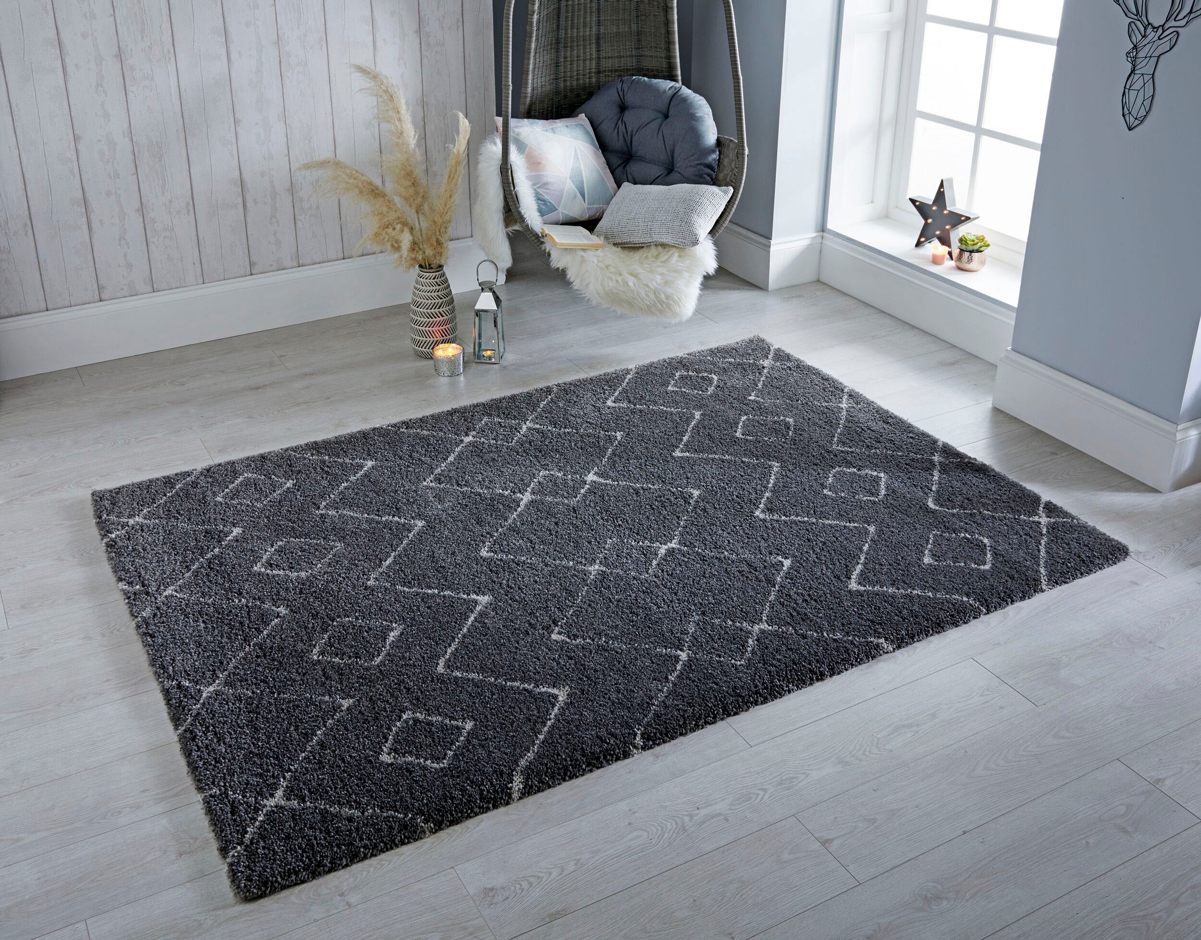 FLAIR RUGS Hochflor-Teppich "Imari" rechteckig 30 mm Höhe Berber Optik, Boh günstig online kaufen