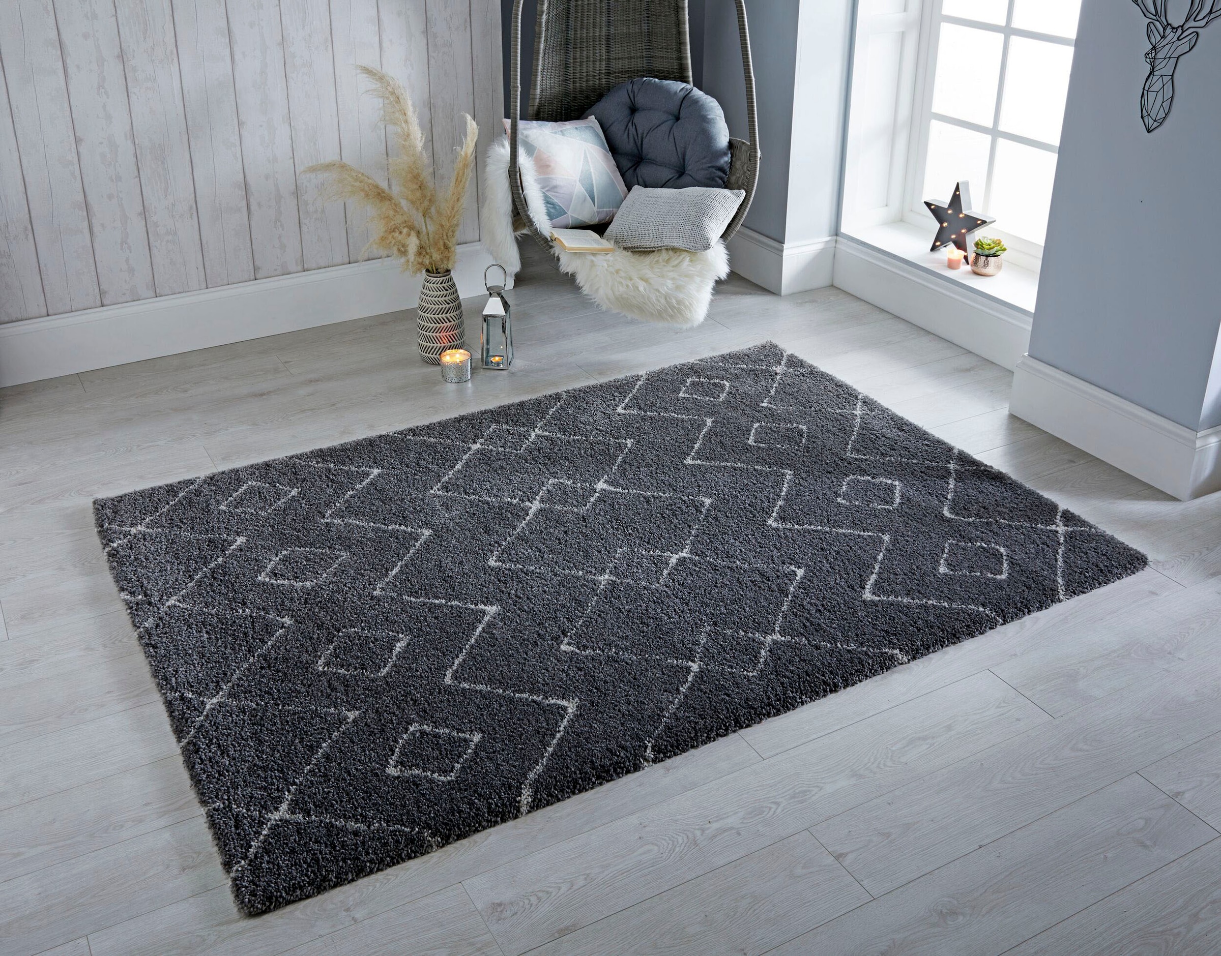 FLAIR RUGS Hochflor-Teppich "Imari" rechteckig 30 mm Höhe Shaggy Berber Opt günstig online kaufen
