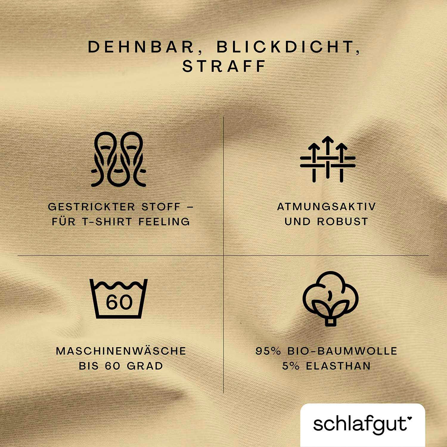 Schlafgut Spannbettlaken »PURE Bio-Baumwolle mit Elasthan, dehnbar blickdicht, straff, Bettlaken«, PREMIUM Laken für Matratzen bis 30cm Höhe, in 90x200, 140x200, 180x200