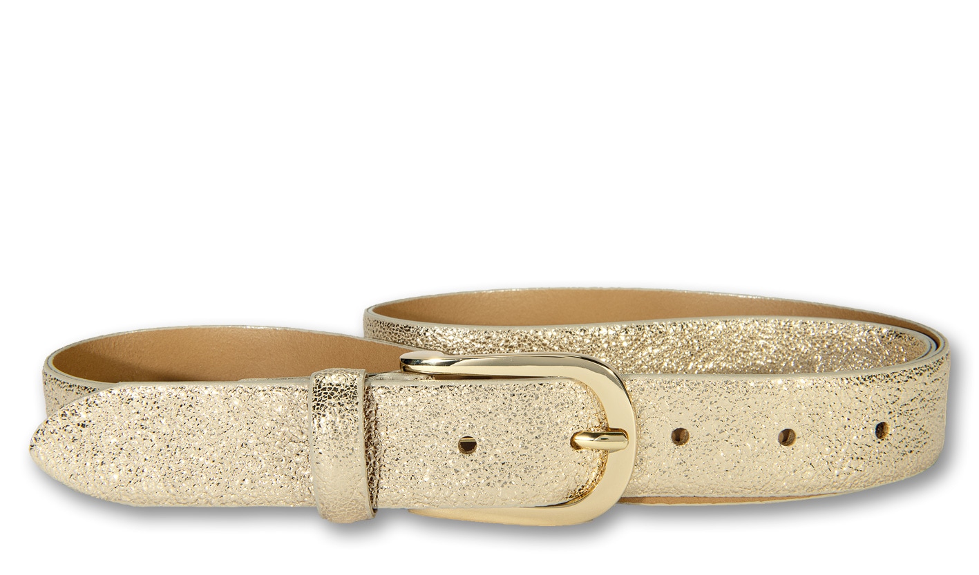 Silbergift Ledergürtel, Mit Metallic-Effekt, Schließe silberfarben