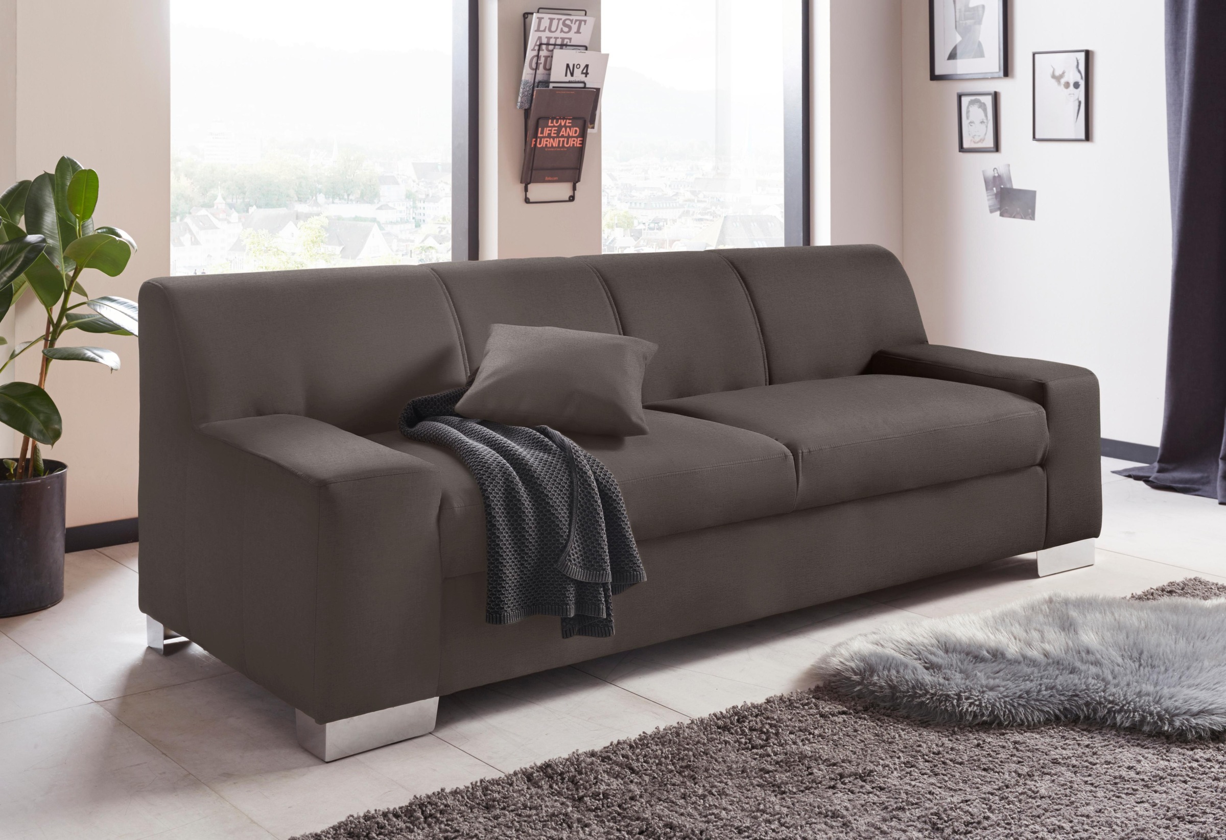 DOMO collection 2,5-Sitzer "Bero, elegant und zeitlos, kubisch, flache Arml günstig online kaufen