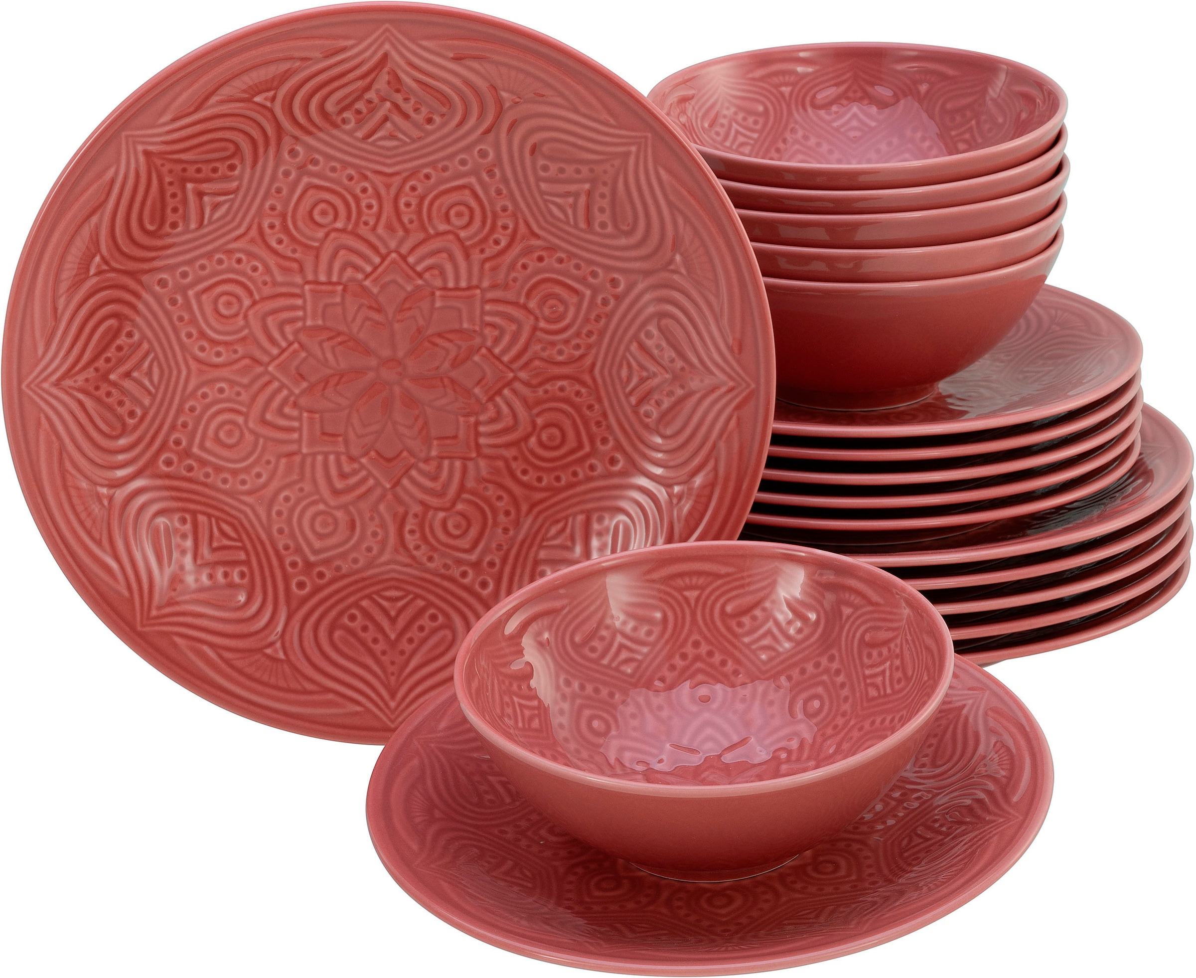 CreaTable Teller-Set »Orient Mandala«, (Set, 18 tlg.), Speiseteller, Dessertteller und Schalen im Set