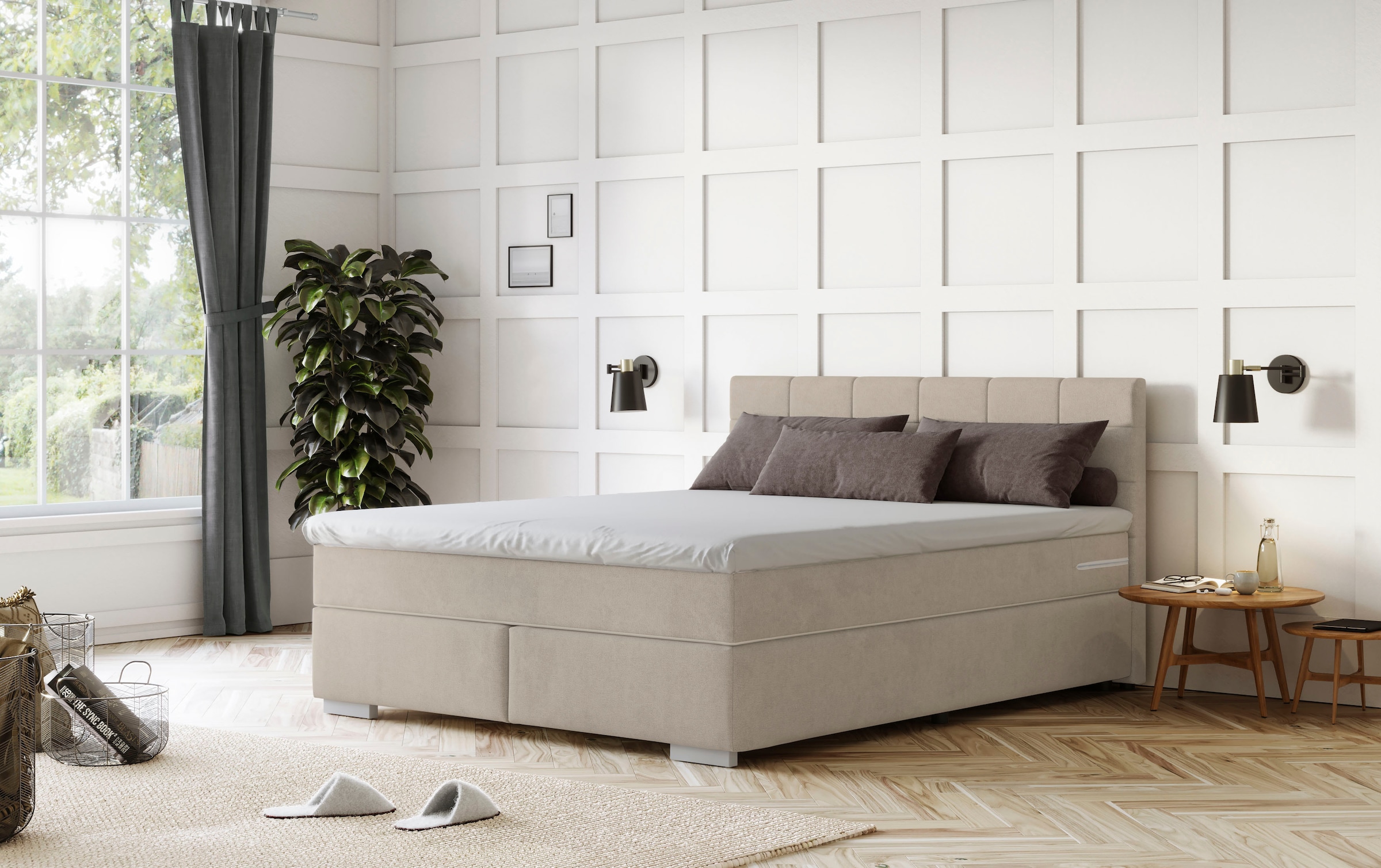 COTTA Boxspringbett "Simba erhältlich in verschiedenen Breiten, Farben und Härtegraden" Bezugsstoff: Struktur fein