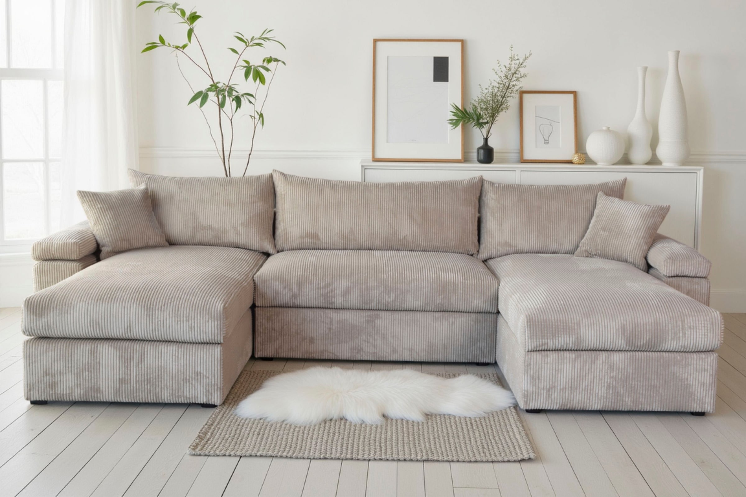 OTTO home "Cosy U-Form, B: 309 cm, XXL-Wohnlandschaft mit Federkern" 2 Zierkissen, Mega-Sofa, Cord oder Struktur weich, Kaltschaumauflage