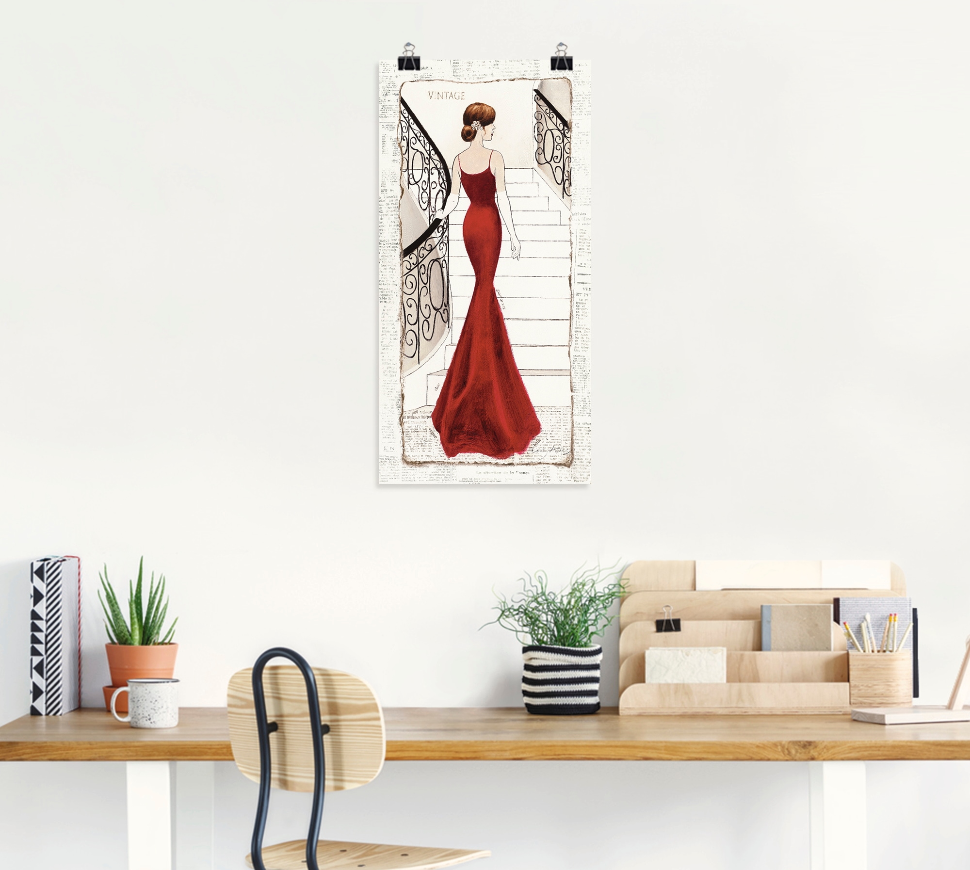 Black Friday Artland BAUR Wandbild (1 Größen in versch. Poster Frau, »Die als oder Wandaufkleber schöne Leinwandbild, in St.), | Rot«