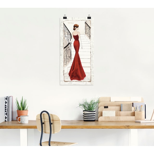 Black Friday Artland Wandbild »Die schöne in Rot«, Frau, (1 St.), als  Leinwandbild, Wandaufkleber oder Poster in versch. Größen | BAUR
