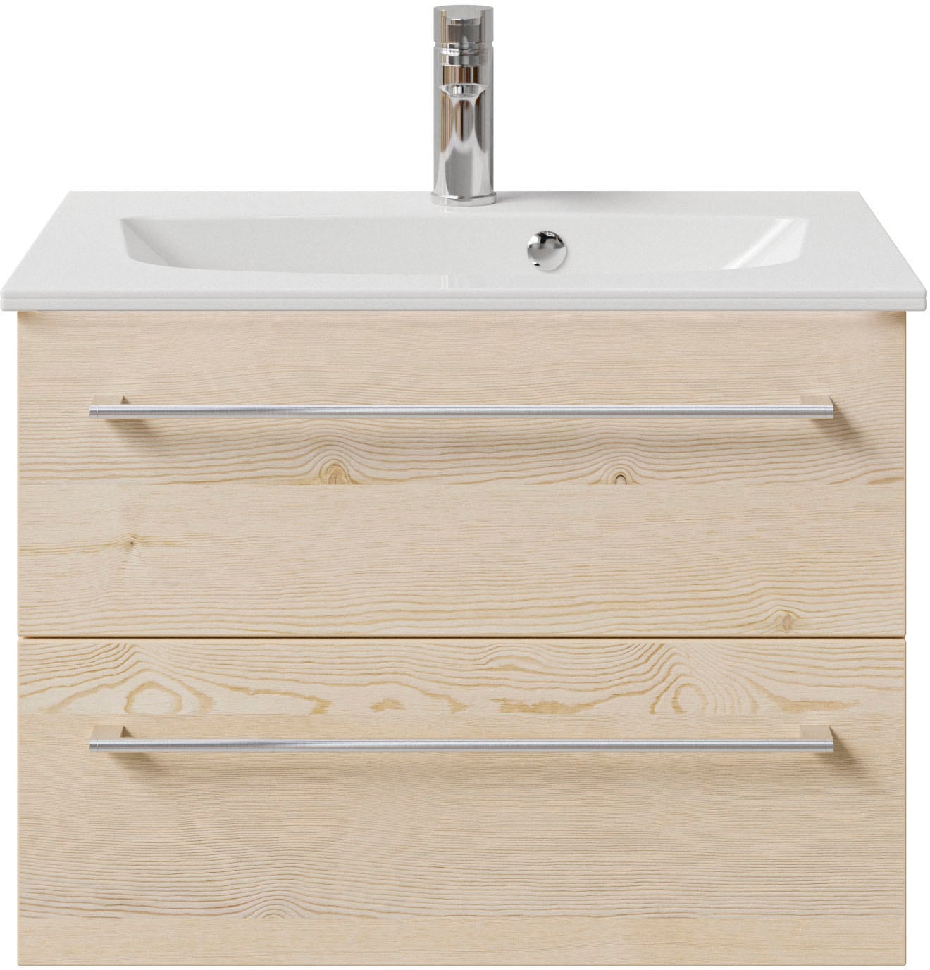 Saphir Waschtisch »Serie 6025 Mineralmarmor-Waschtisch mit Unterschrank, 67 cm breit«, Waschplatz mit 2 Schubladen, hängend, verschiedene Ausführungen