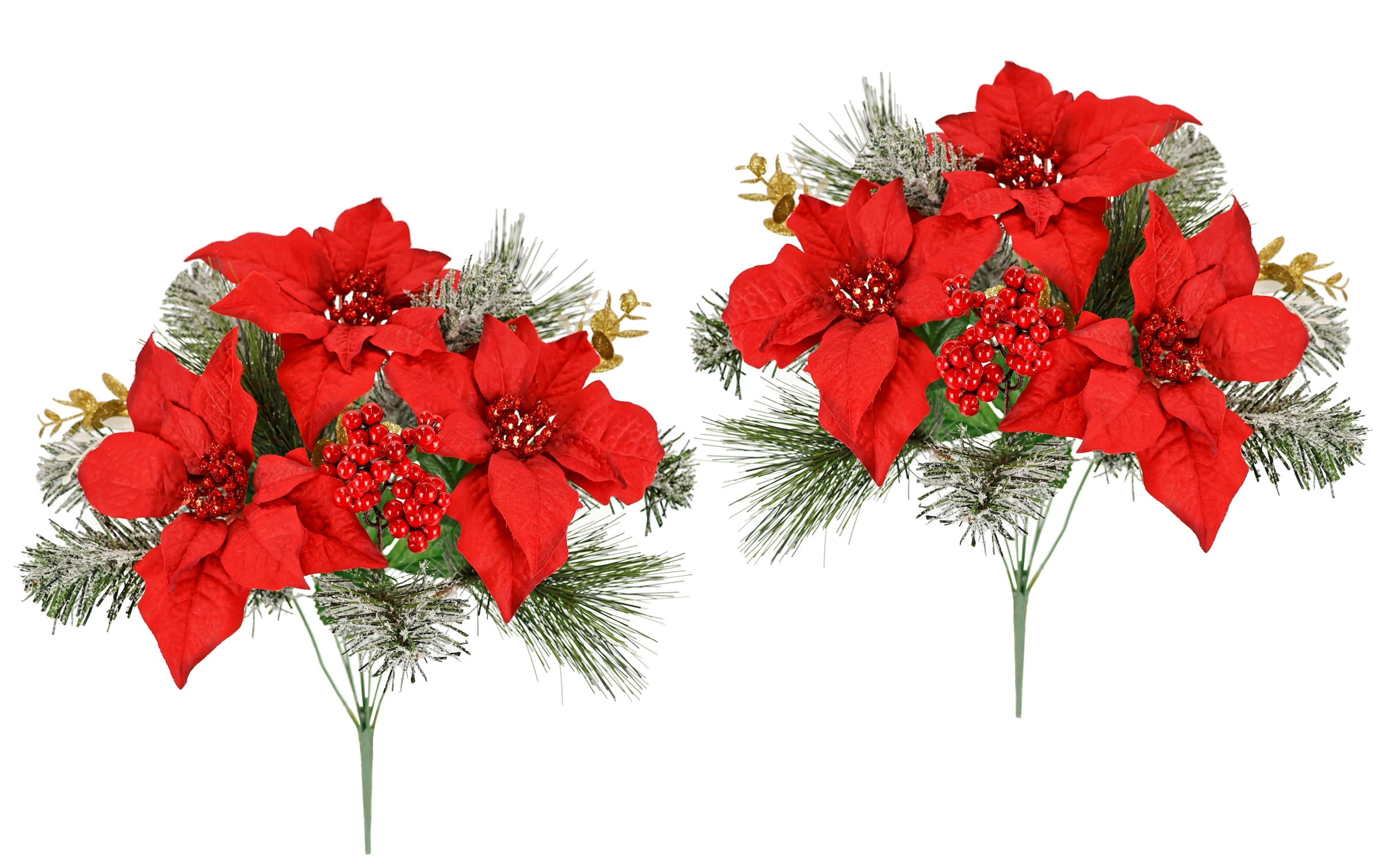 I.GE.A. Kunstblumenstrauß "Bouquet Poinsettia/Beeren/Tannenzweige", 2er Set günstig online kaufen