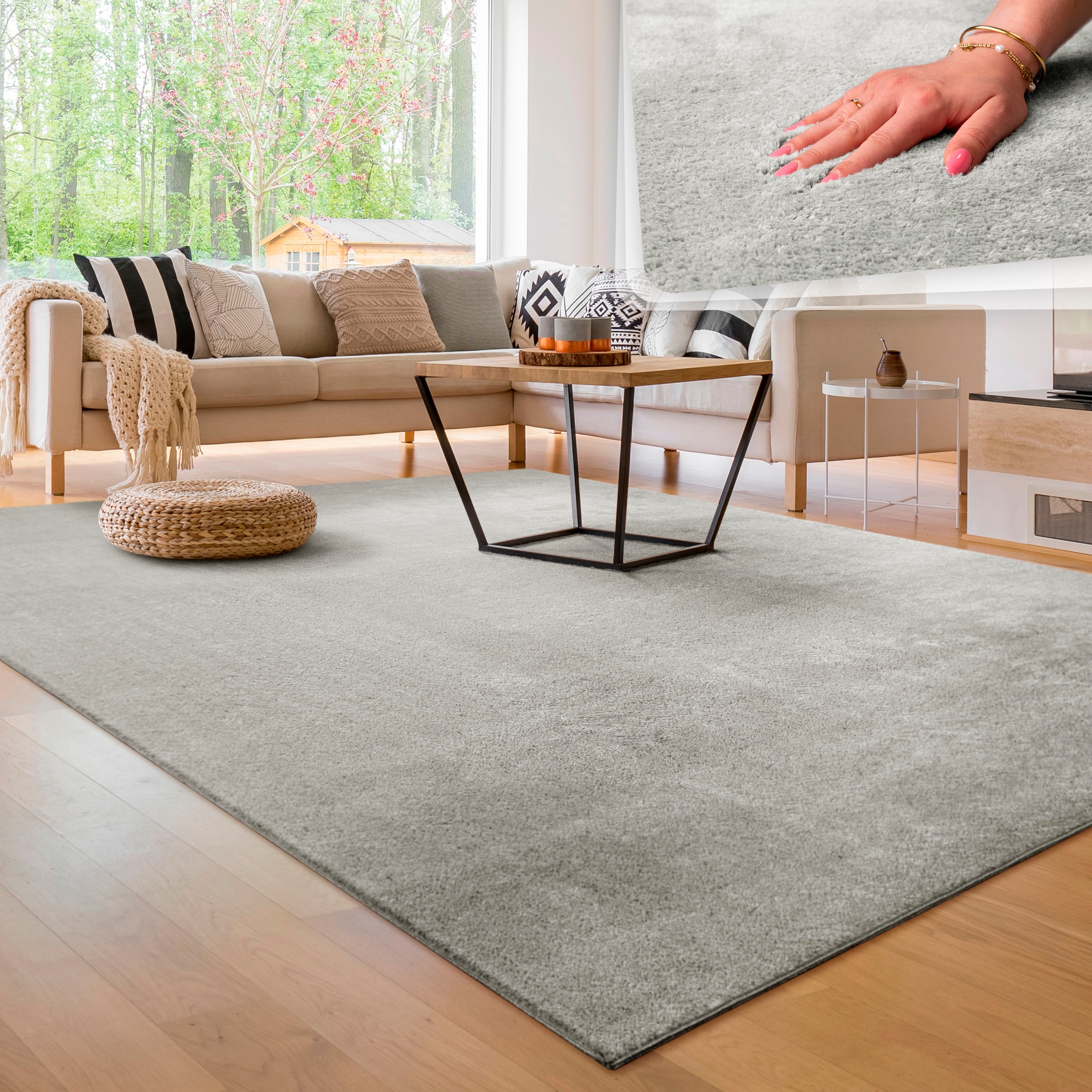 Paco Home Teppich auch | waschbar rechteckig, weich, »Cadiz 630«, besonders Uni-Farben, Läufer erhältlich, BAUR als