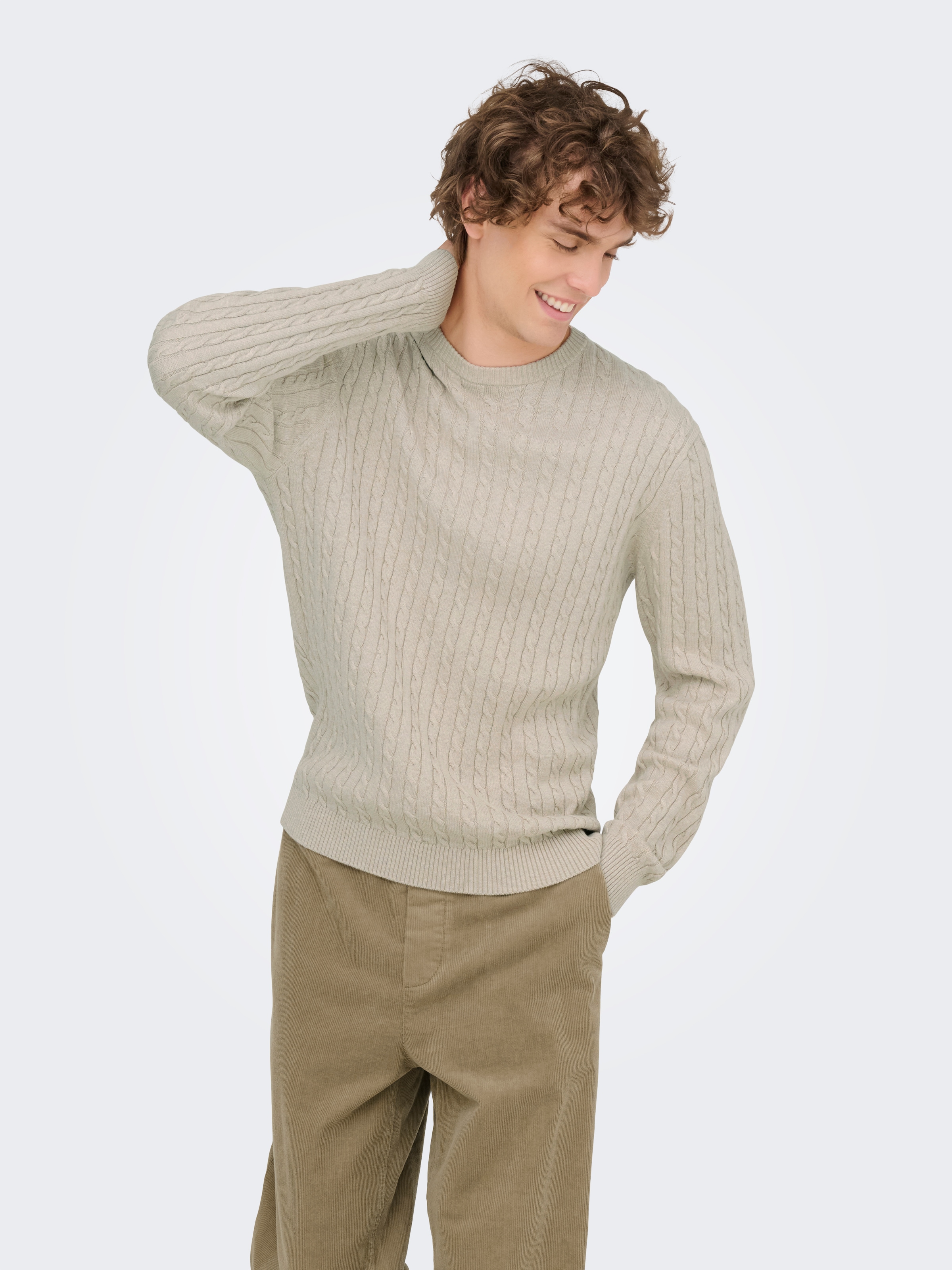 ONLY & SONS Strickpullover "ONSLOUI REG 12 CABEL CREW KNIT NOOS" günstig online kaufen