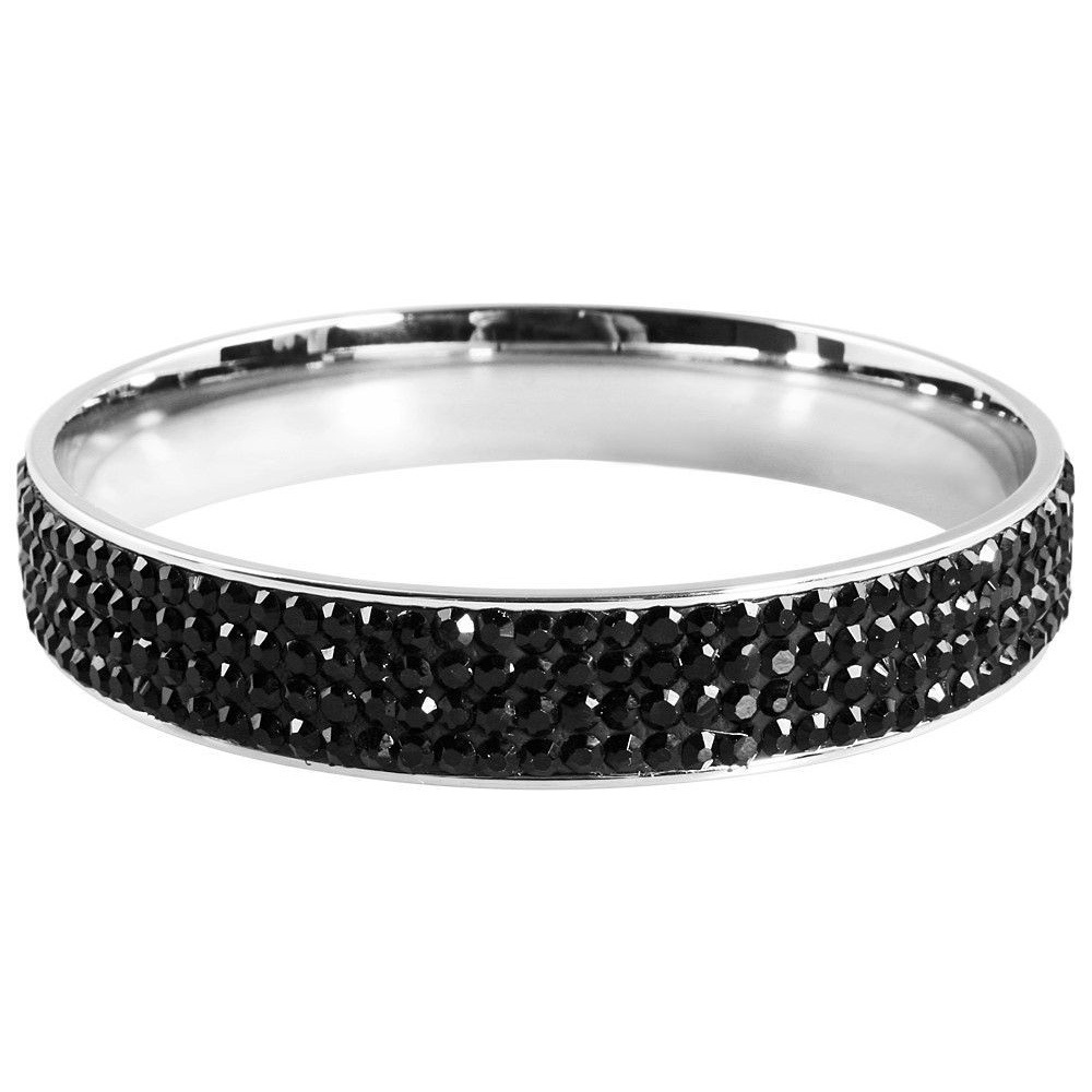 ADELIA ́S Damen Armreif "Armband – Armreif aus Edelstahl mit Zirkonia Ø 6,8 cm cm", 6,8cm, Edelstahl, schwarz, Edelstahl, Armbänder, Ideal als