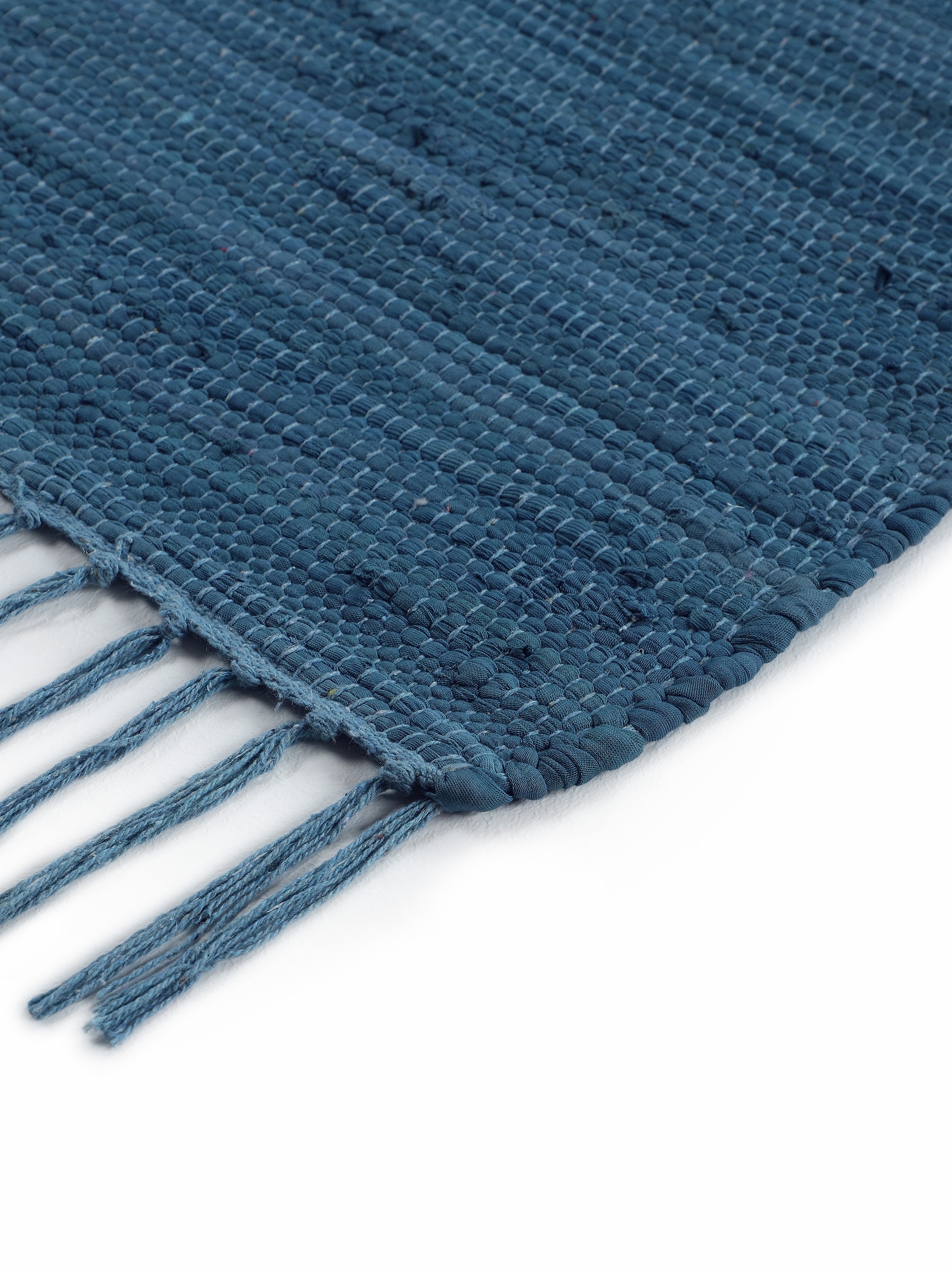 carpetfine Teppich »Kelim Chindi uni«, rechteckig, 5 mm Höhe, Wendeteppich, reine Baumwolle, handgewebt, Uni-Farben, mit Fransen