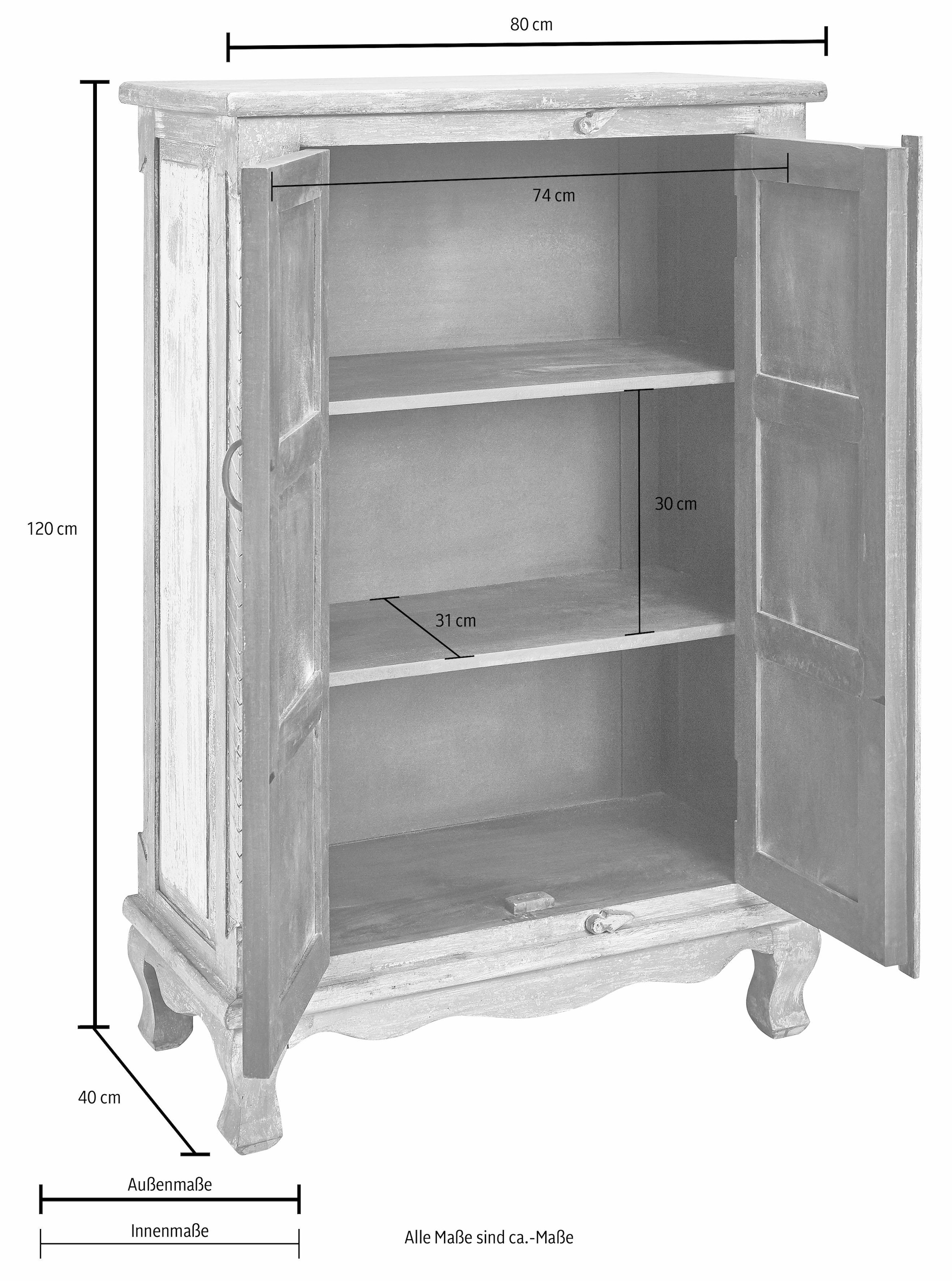 Home affaire Highboard, Höhe 120 cm, mit aufwendiger Schnitzerei