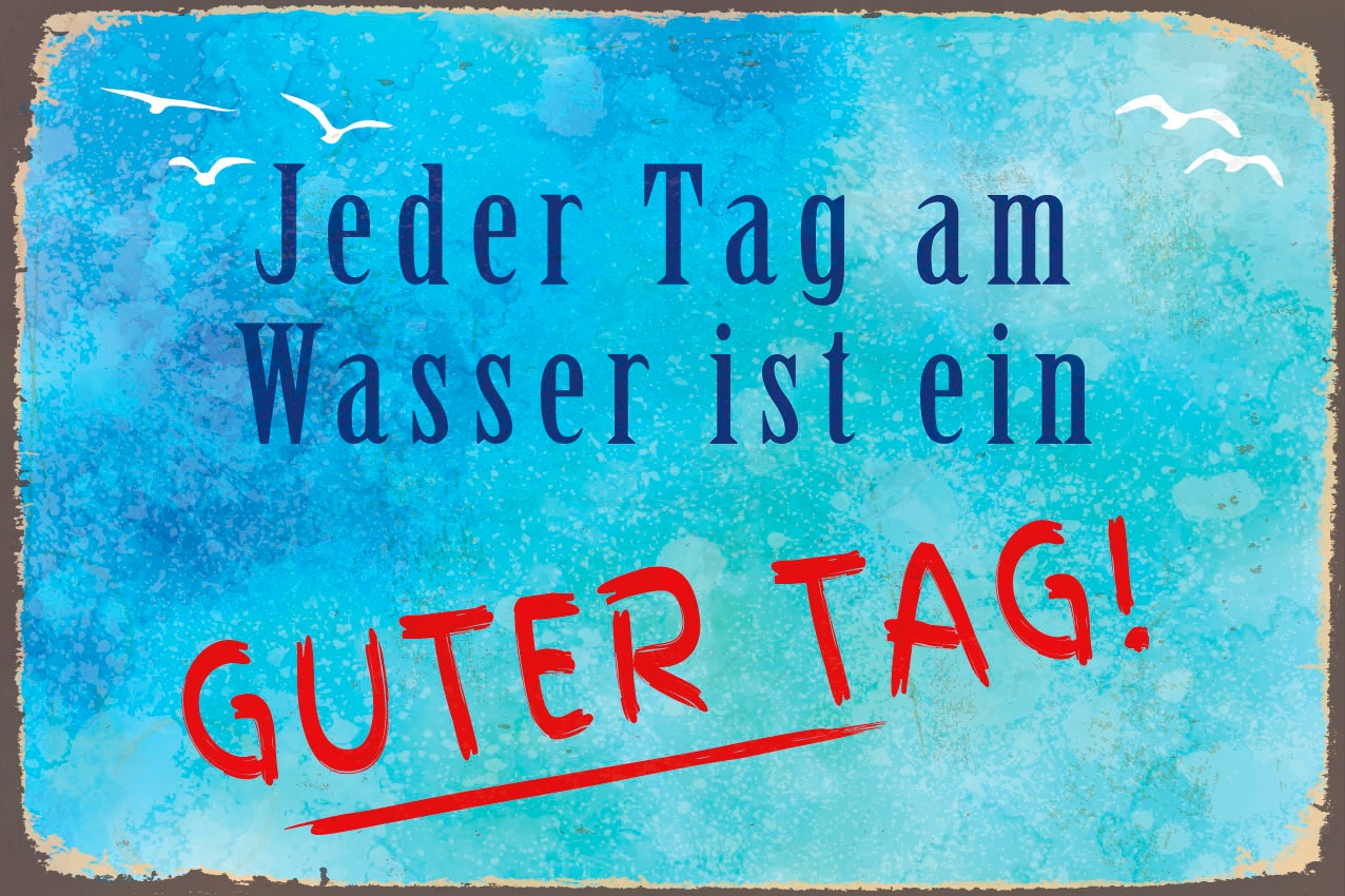 queence Metallbild »Guter Tag«, Schriftzüge-Schriftzug, (1 St.), Stahlschild, Blechschild, Urlaub, Texte, Fernweh