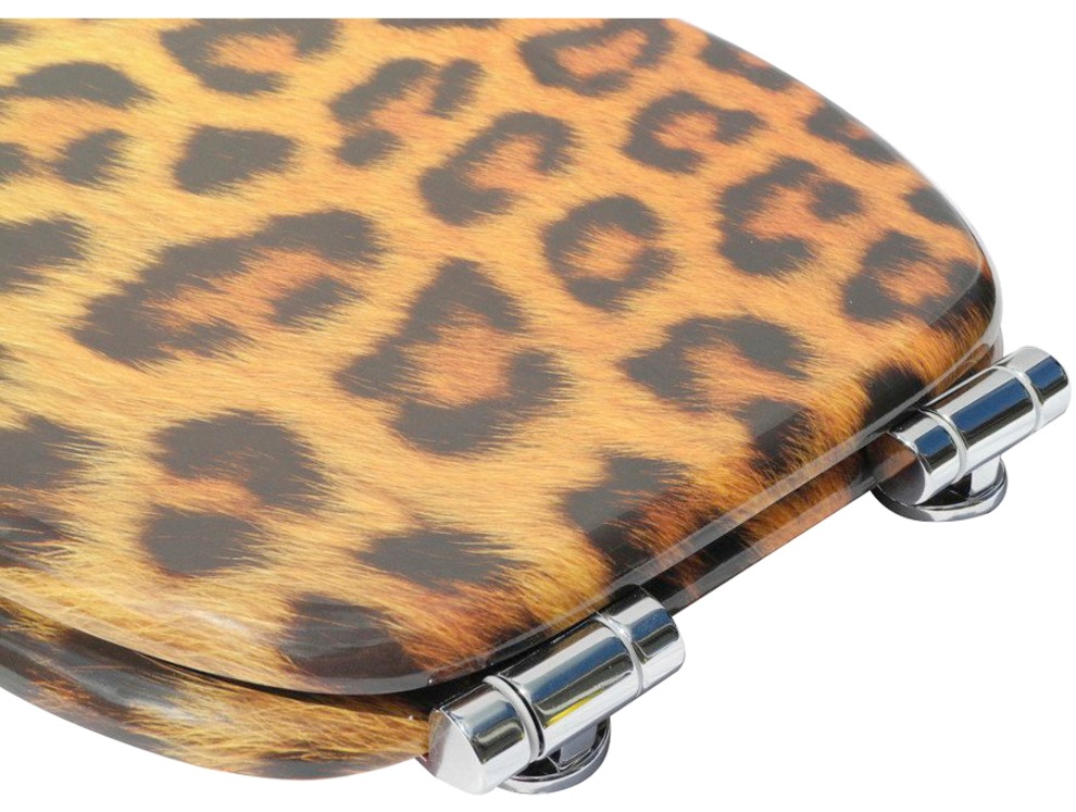 Sanilo Badaccessoire-Set »Leopardenfell«, (Komplett-Set, 3 tlg.), bestehend aus WC-Sitz, Badteppich und Waschbeckenstöpsel