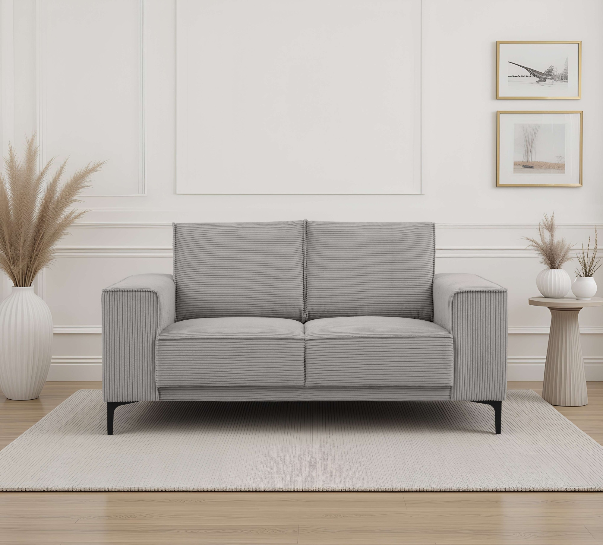 OTTO home 2-Sitzer "OLAND Cord, Sofa, B: 164 cm, Skandi-Design" 164 cm, Wellenunterfederung, Skandi-Design, Metallfüße