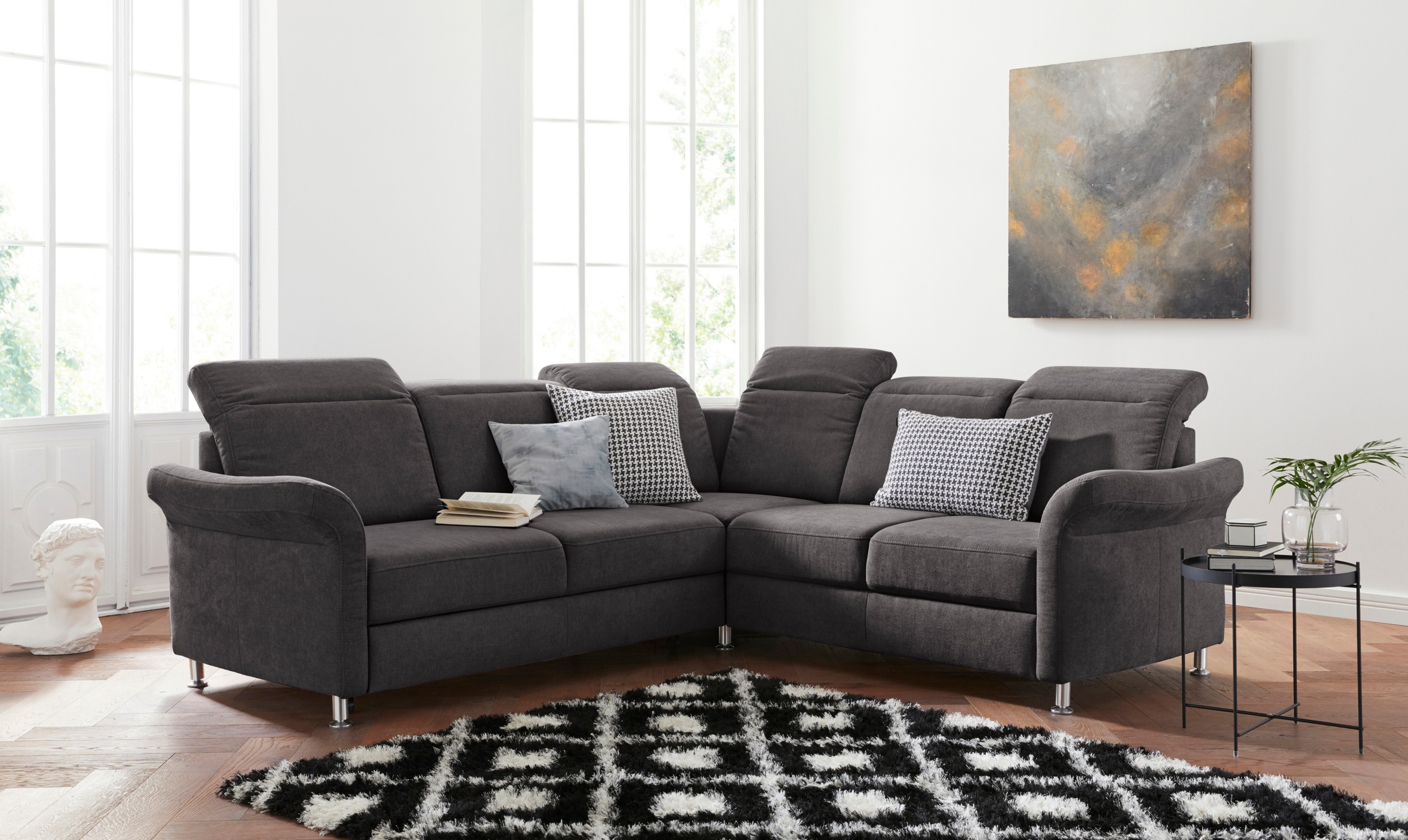 sit&more Ecksofa "Darwin L-Form" inklusive Federkern, wahlweise mit Kopfteilverstellung, Schlaffunktion