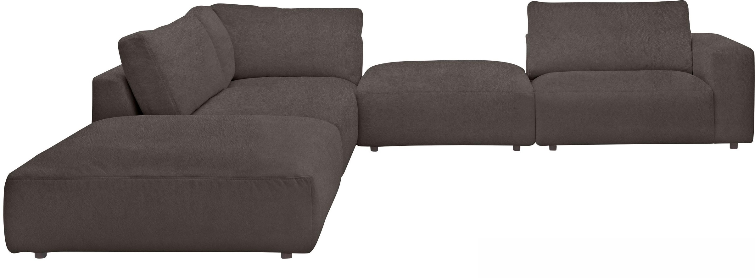 Ecksofa MUSTERRING "LUCIA L-Form", braun (fango puro), B:340cm H:81cm T:346cm, Flachgewebe FLORIS (100% Polyester);Flachgewebe VALMONT (60% Baumwolle/ 40% Leinen);Microfaser CRONA (100% Polyester), Sofas, Ecksofa, in vielen Qualitäten und 4 verschieden Nä