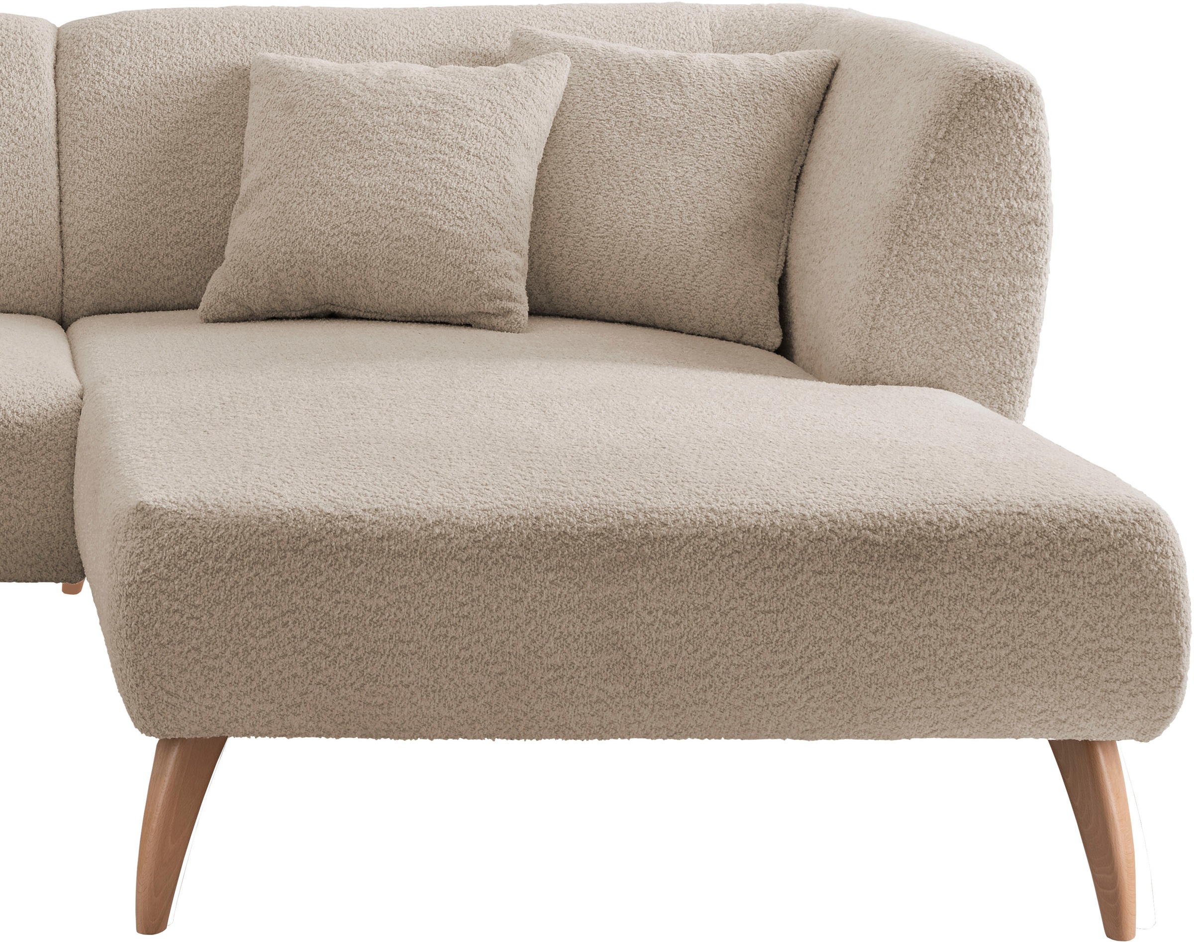 INOSIGN Ecksofa »Colori L-Form«, Holzfußfarbe wählbar, inkl. 4x Zierkissen