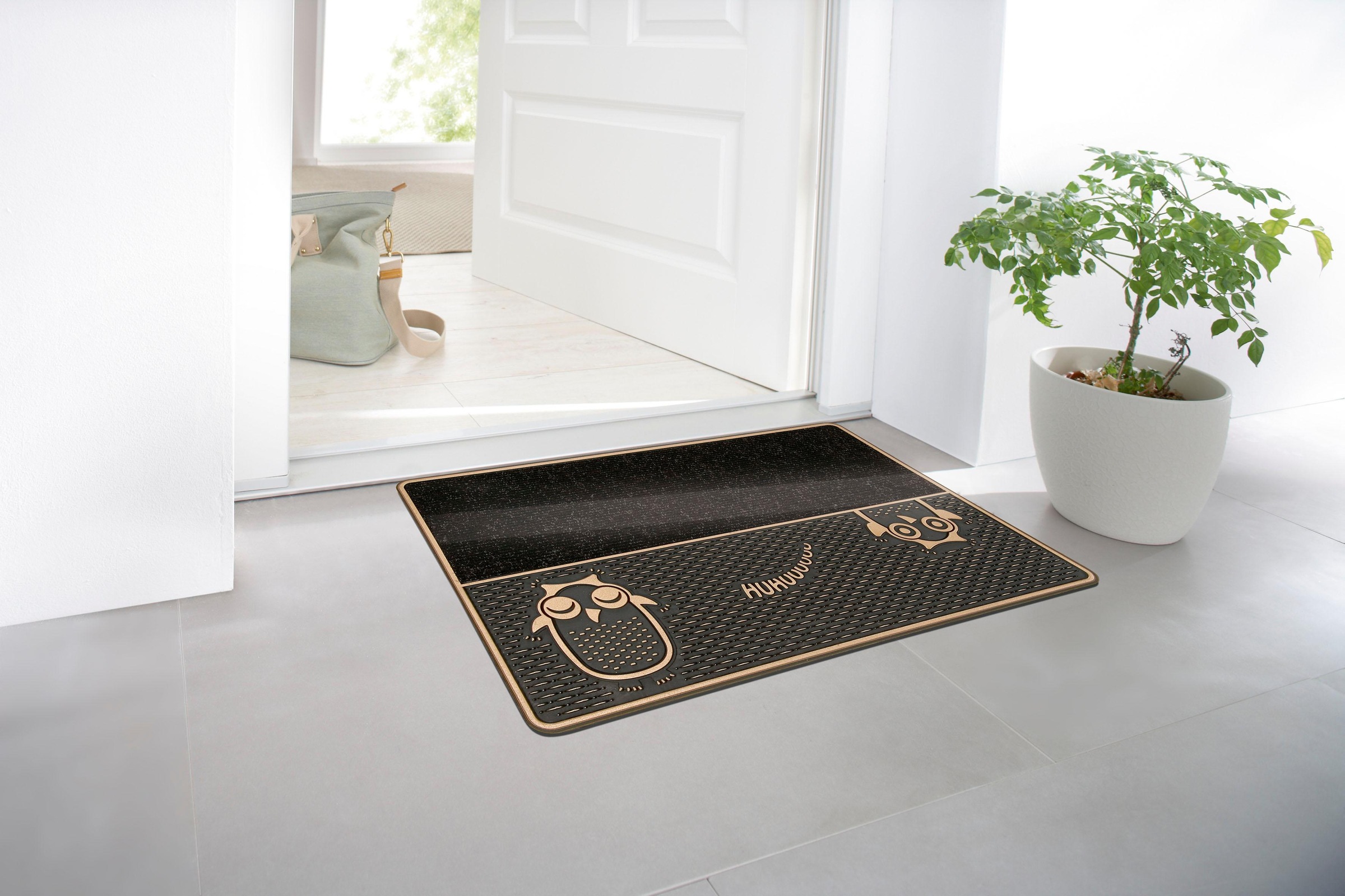 Home2Fashion Fußmatte »DC Clean Eulen«, rechteckig, 8 mm Höhe, Schmutzfangmatte, Motiv Eule, robust, In- und Outdoor geeignet