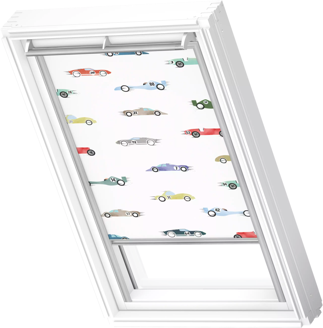 VELUX Verdunklungsrollo "DKL 4654S", C02, stufenlos positionierbarkids rennautos, alufarben, Rollos, alufarbene Führungsschienen & Griffleiste