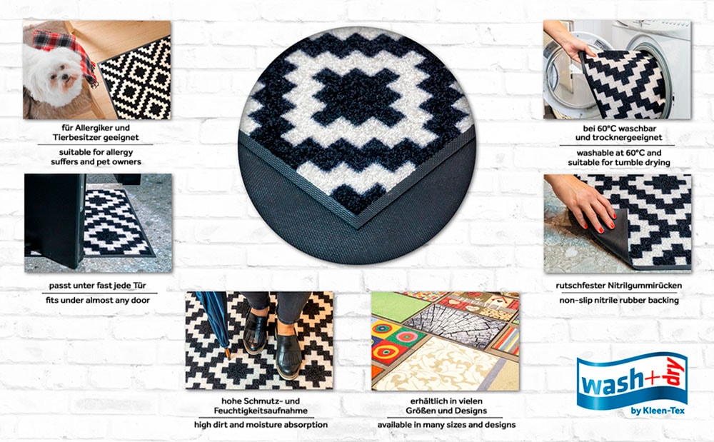 wash+dry by Kleen-Tex Fußmatte »Felia« rechteckig 7 mm Höhe
