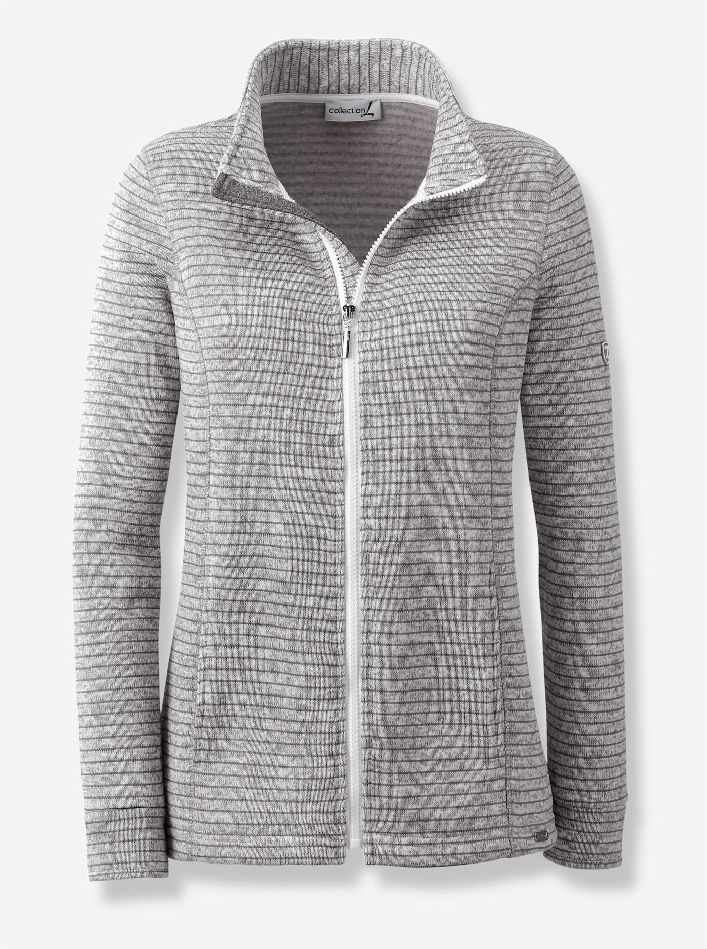 Fleecejacke CASUAL LOOKS, Damen, Gr. 46, hellgrau, meliert, 100% Polyester, Besatz:8% Elasthan, 92% Polyester, meliert, Jacken Fleecejacke 2