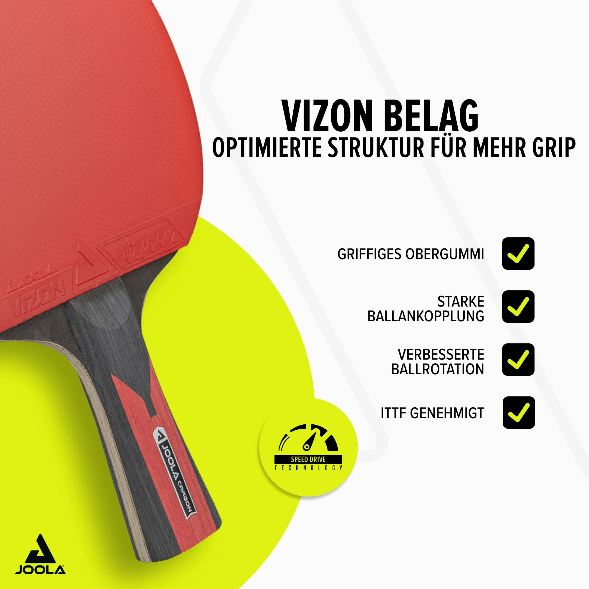 Joola Tischtennisschläger »TT-BAT Carbon Speed«, (Set, mit Bällen-mit Schlägerhülle)