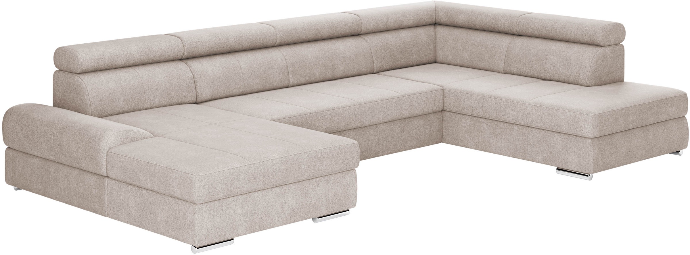 Wohnlandschaft SIT & MORE "U-Form", grau (elefant), B:345cm H:79cm T:213cm, 100% Polyester, Sofas, Wohnlandschaft, mit verstellbaren Kopfteilen, wahlweise mit Bettfunktion 8