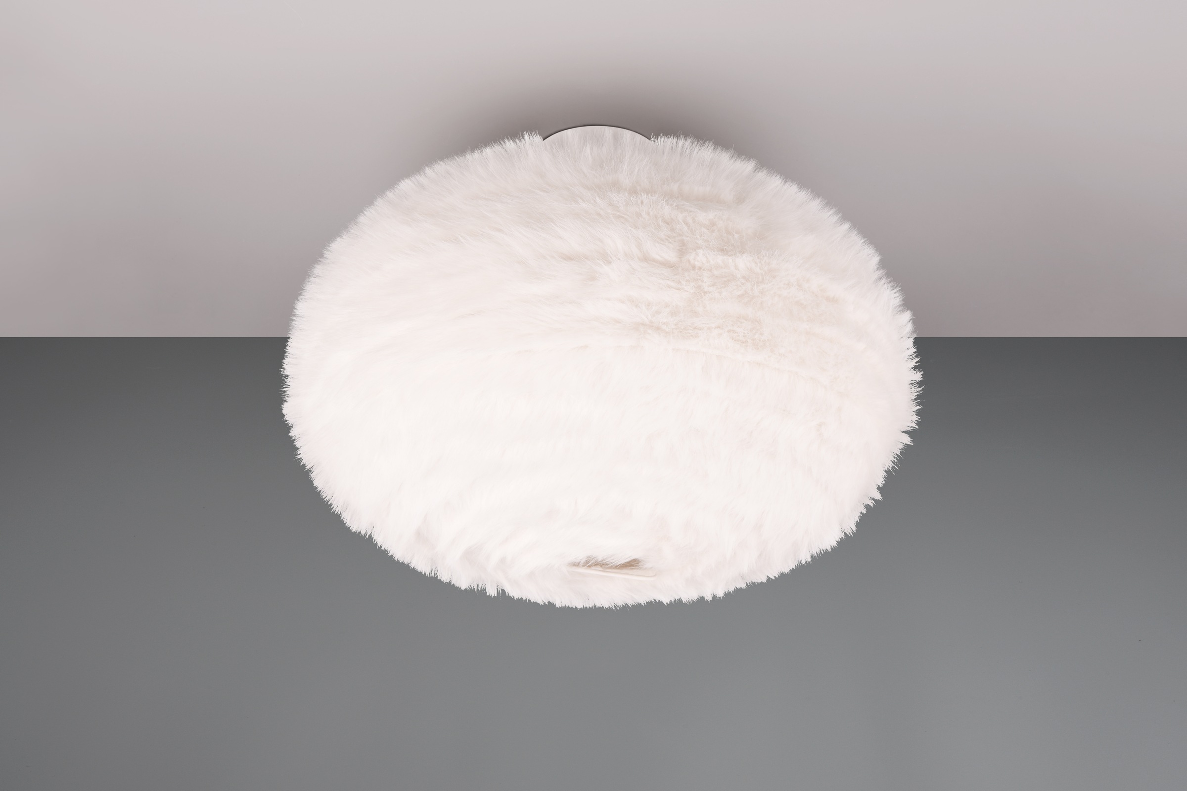 REALITY Leuchten Deckenleuchte »FURRY, E27 Deckenlampe mit Plüsch Lampenschirm Höhe 38 cm Ø 50 cm«, 2 flammig, Leuchtmittel E27 | Leuchtmittel wechselbar, exkl 2xE27 max 10W, Plüsch Deckenlampe weiß Schlafzimmer Wohnzimmer