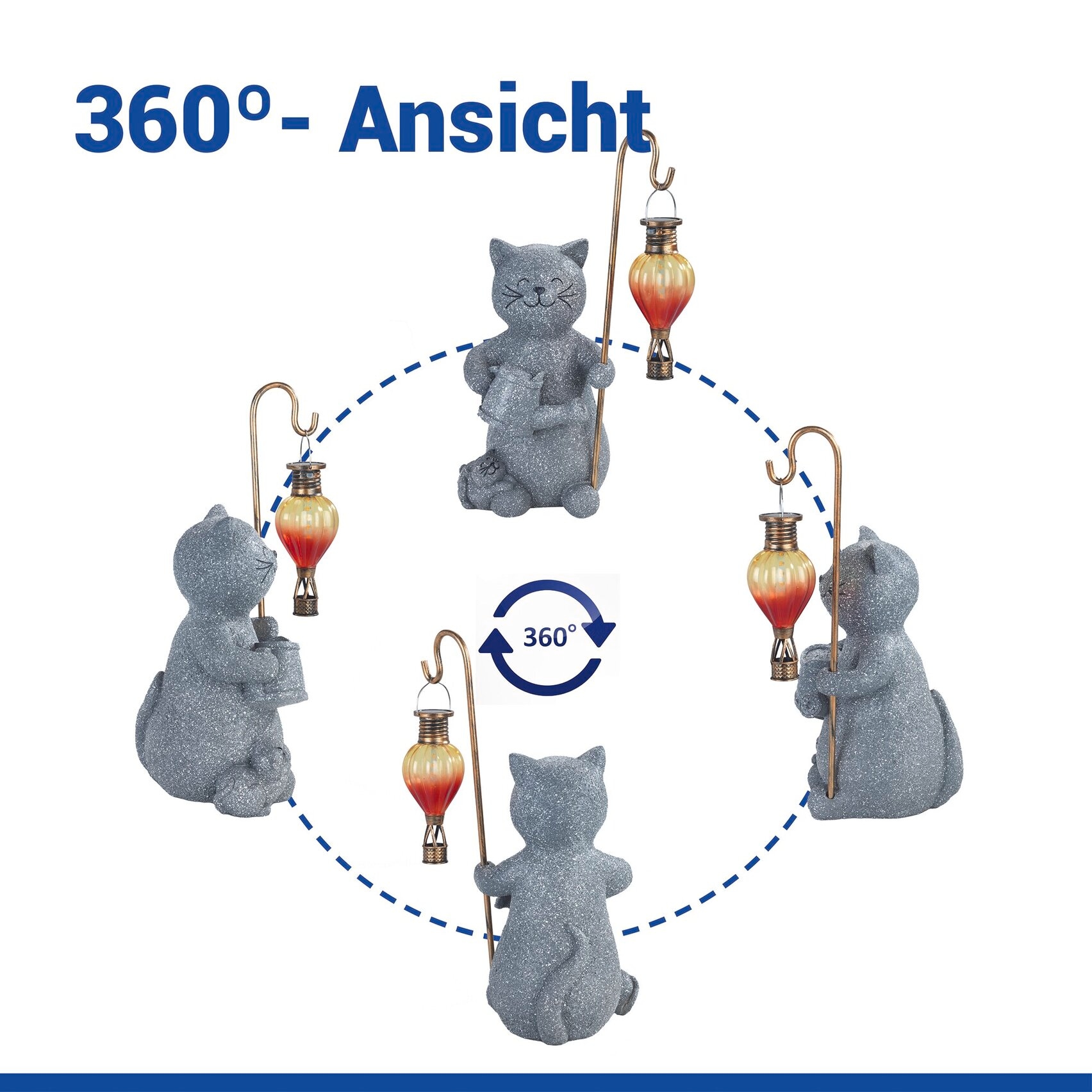 Maximex LED Dekofigur »Modell Katze und Heißluftballon« Warmweiß dekorative, solarbetriebene Gartenleuchte, wetterbeständig