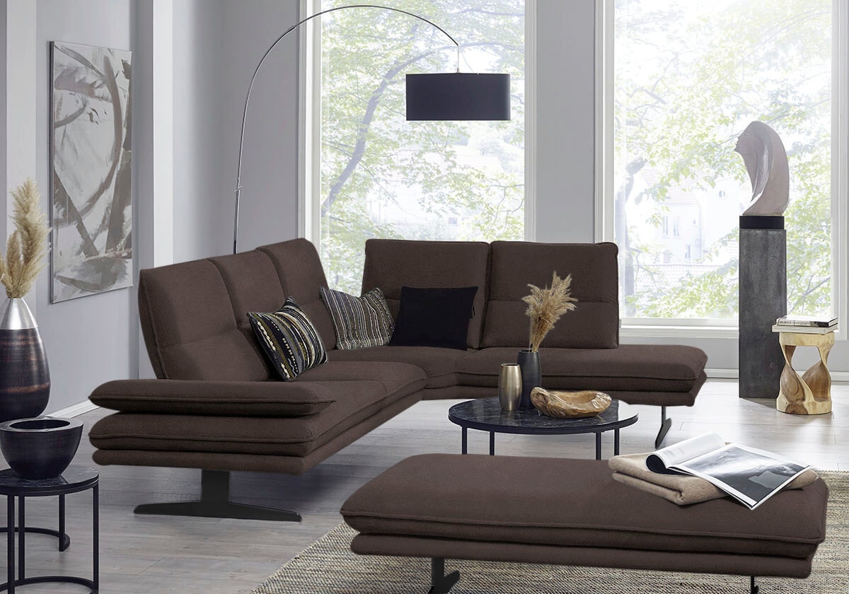 W.SCHILLIG Ecksofa "broadway, Designsofa, toller Sitzkomfort, zeitlos, elegant, L-Form" Sitztiefenverstellung, Kopfteil- & Seitenteilverstellung, Breite 284cm
