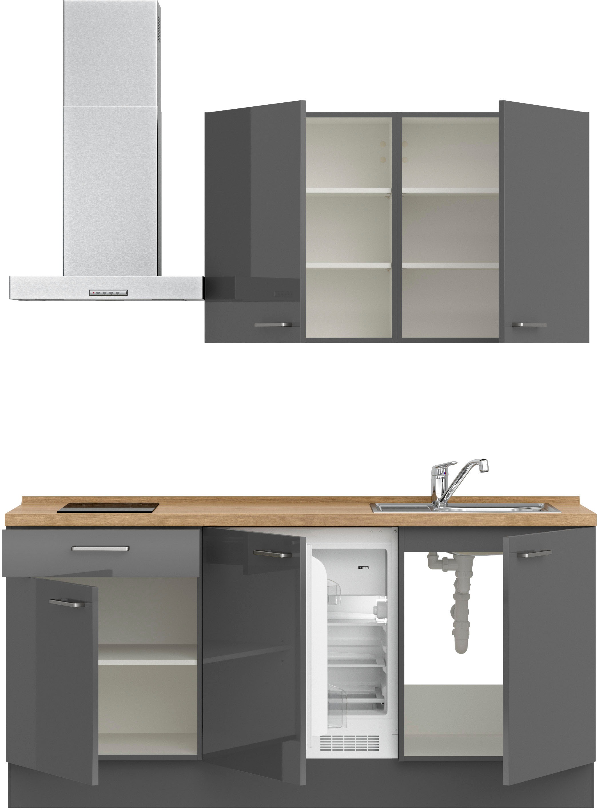 nobilia® Küchenzeile »"Flash I"«, vormontiert, Ausrichtung wählbar, Breite 180 cm, wahlw. mit E-Geräten