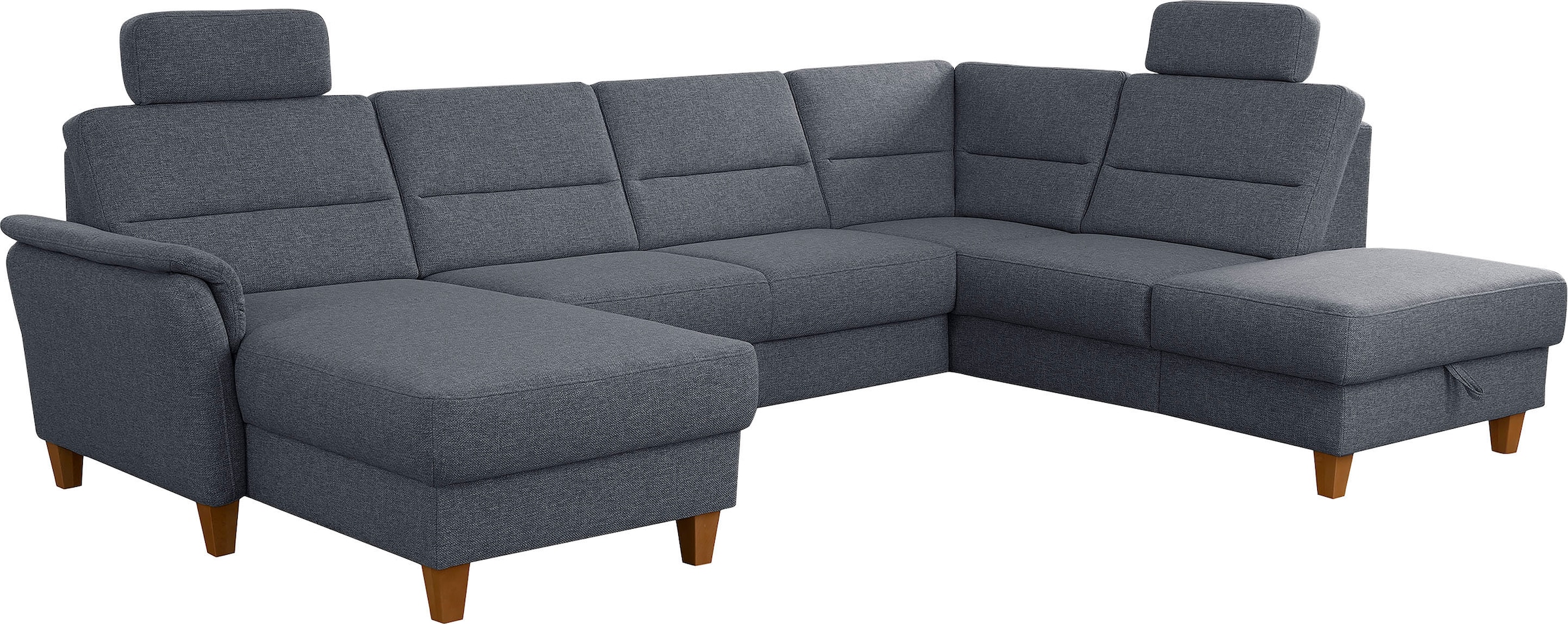 Home affaire Wohnlandschaft "Palmera U-Form, B: 308 cm, große Stoff + Leder Auswahl" mit Schlaffunktion & Bettkasten, Federkern, XXL-Wohnlandschaft