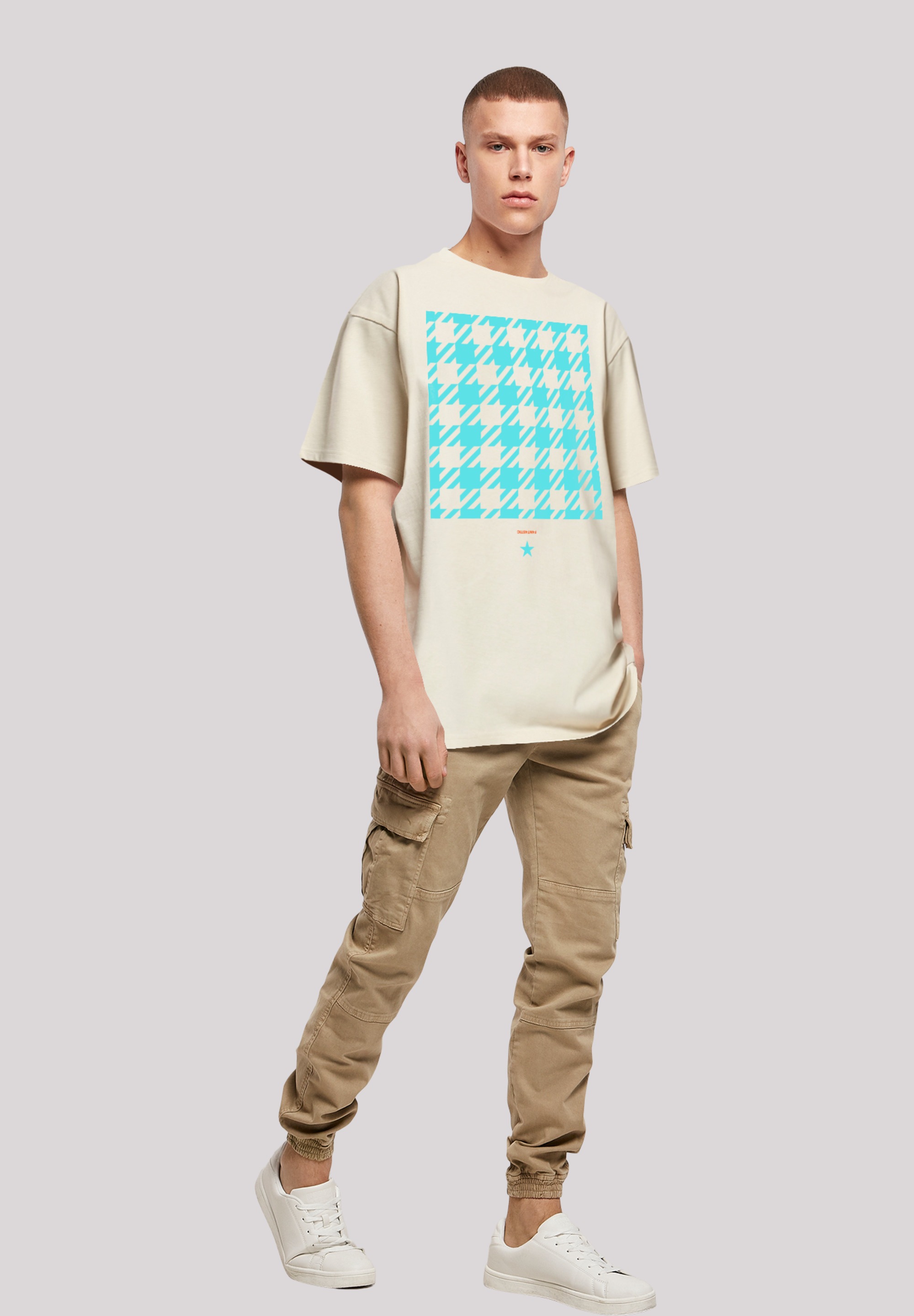 F4NT4STIC T-Shirt »Hahnentritt Karo blau«, Print