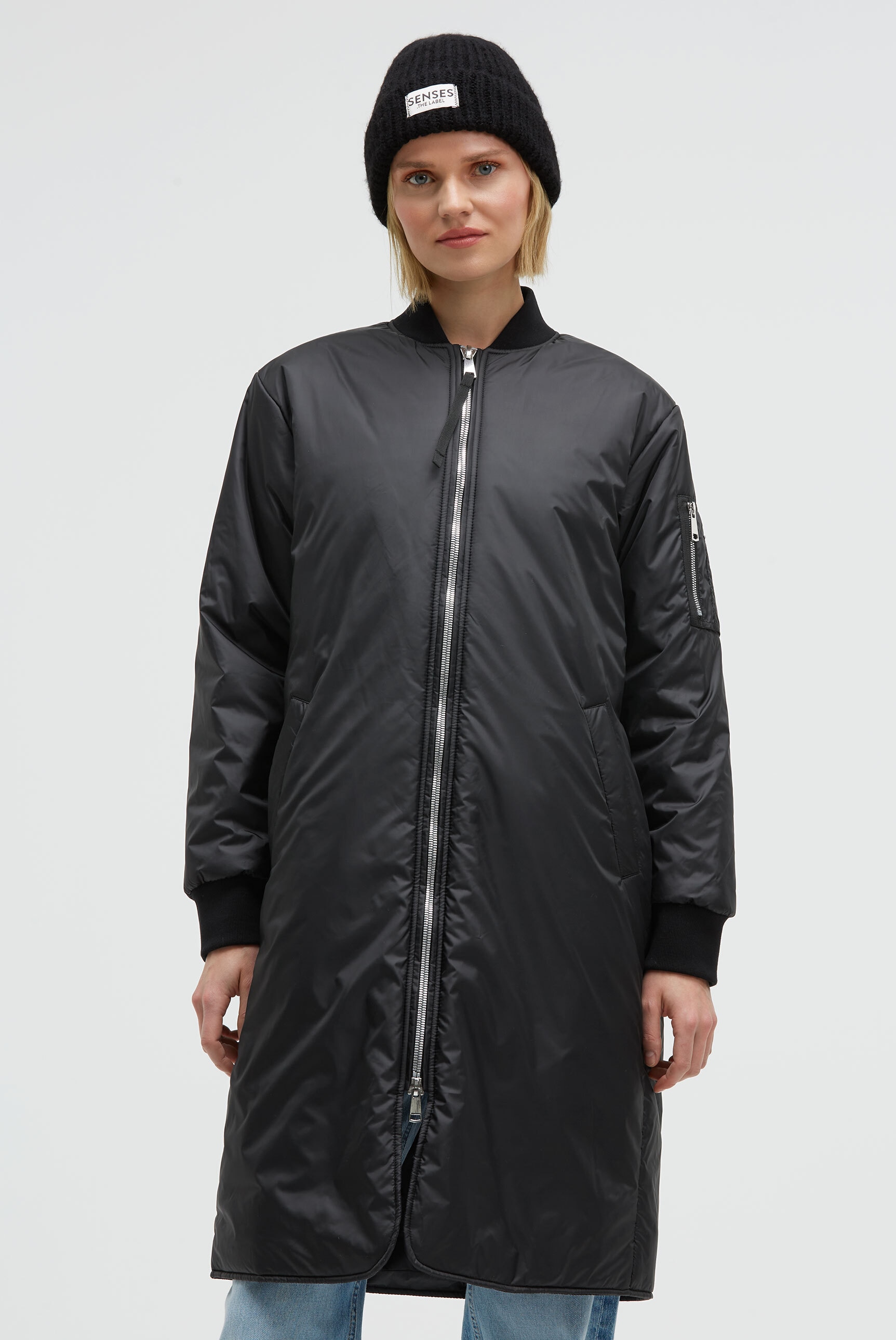 SENSES.THE LABEL Langjacke ohne Kapuze mit Zwei-Wege-Reißverschluss