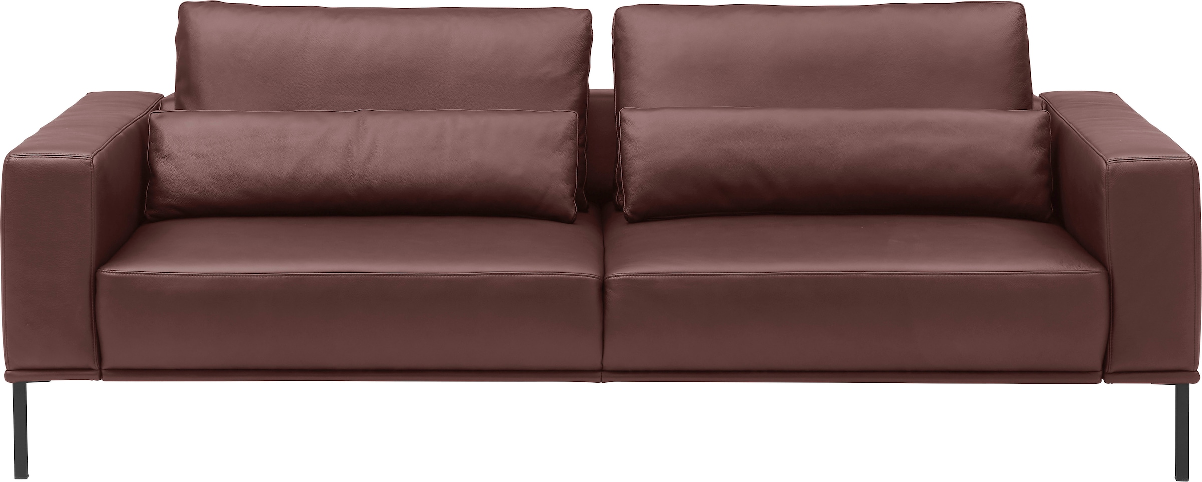 Musterring 3-Sitzer "JustBPM100, 222 cm breit, aus hochwertigem Leder" wahlweise mit Nierenkissen und mot. Sitzauszug, Metallfuß in schwarz