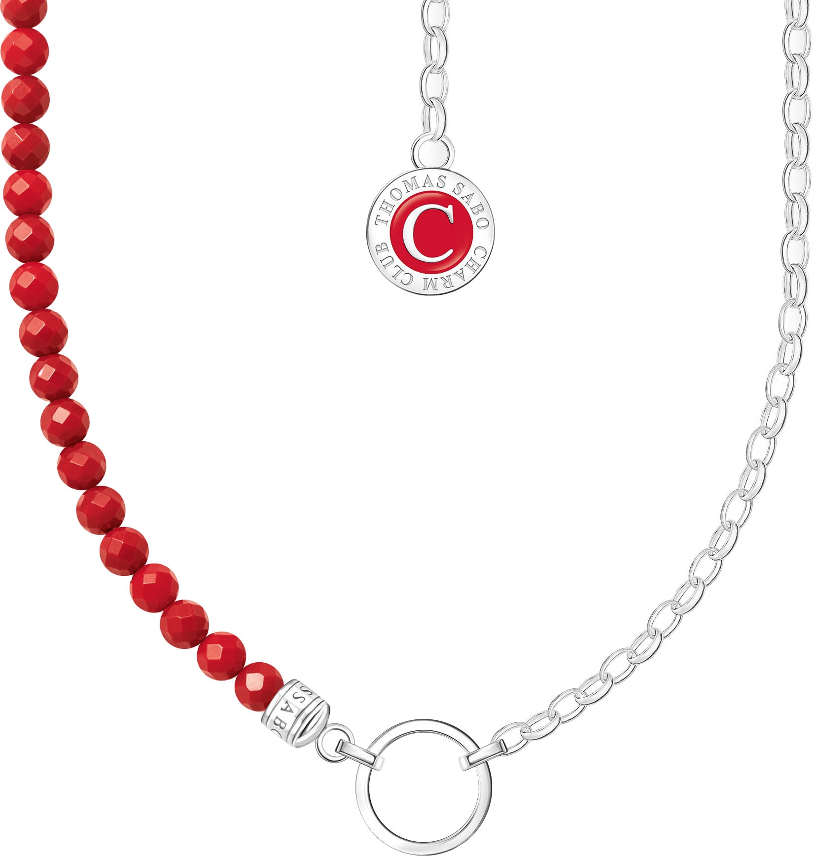 Charm-Kette »rote Beads und Gliederelemente, KE2190-007-10-L45v«, mit Koralle...