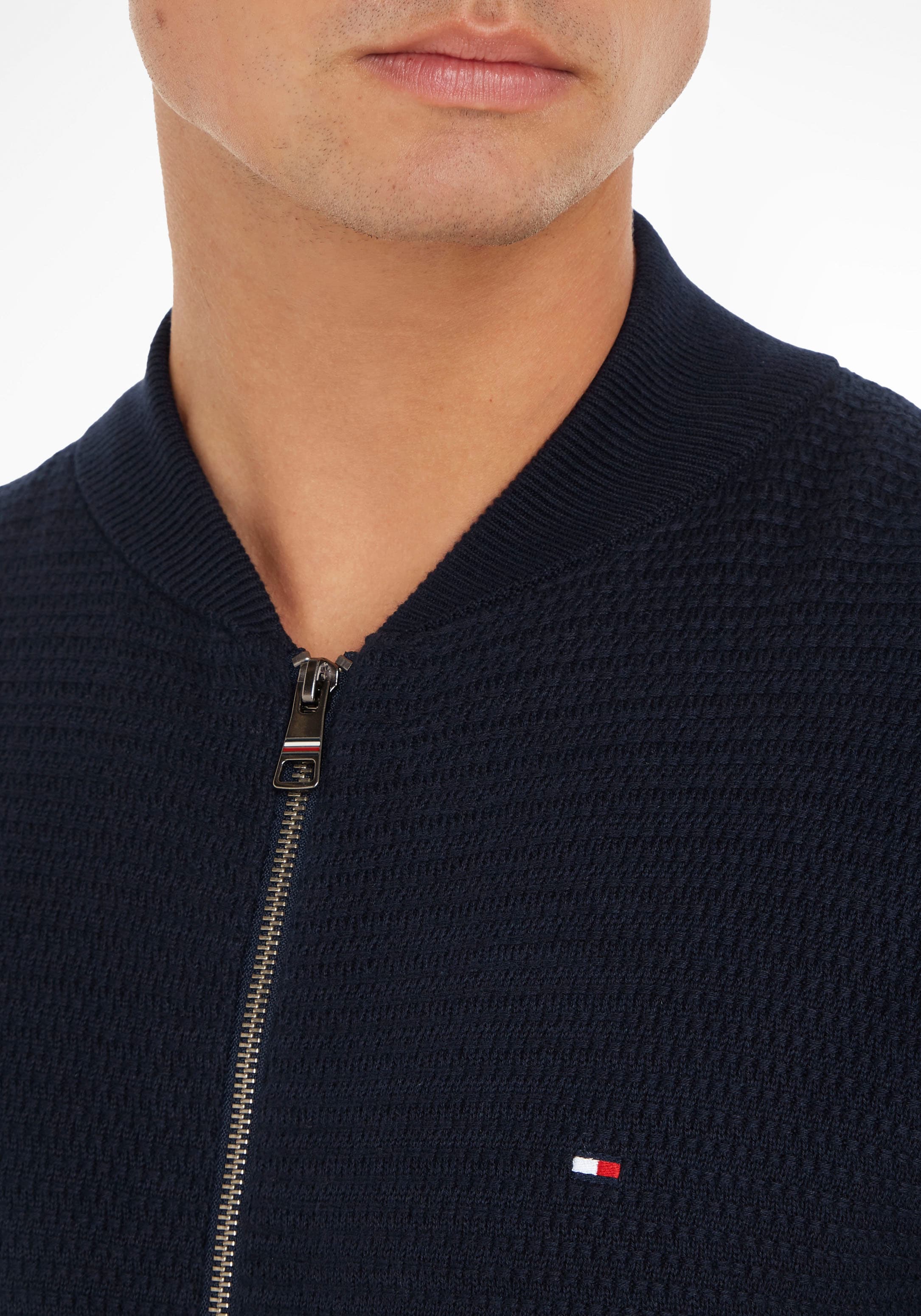 Tommy Hilfiger Sweatshirt »INTERLACED BASEBALL ZIP THROUGH«, in strukturierter  Optik ▷ für | BAUR