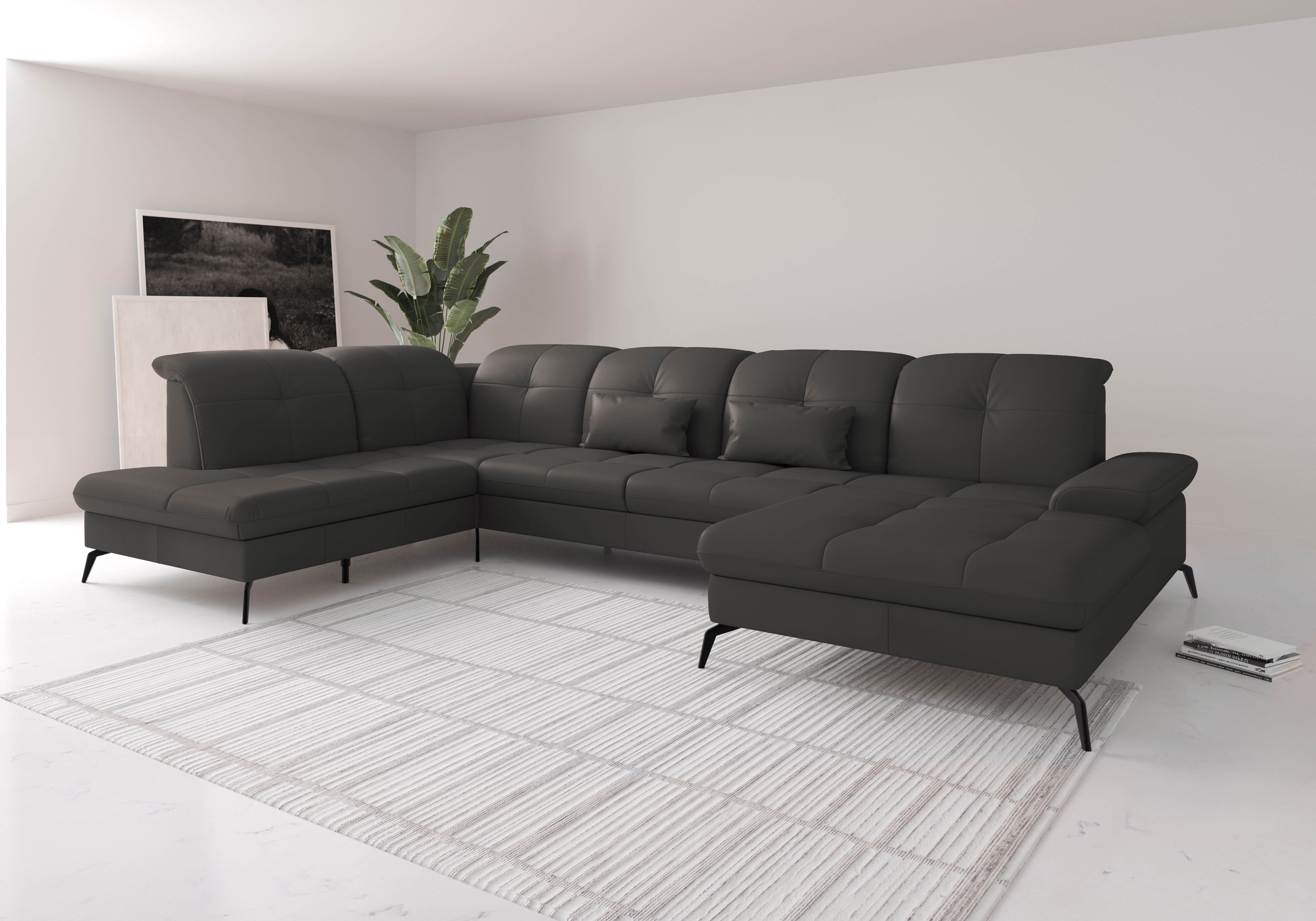 sit&more Wohnlandschaft "Amica, U-Form, inkl. Sitztiefenverstellung und Armteilverstellung" wahlweise mit Kopfteilverstellung, Schlaffunktion und Bettkasten