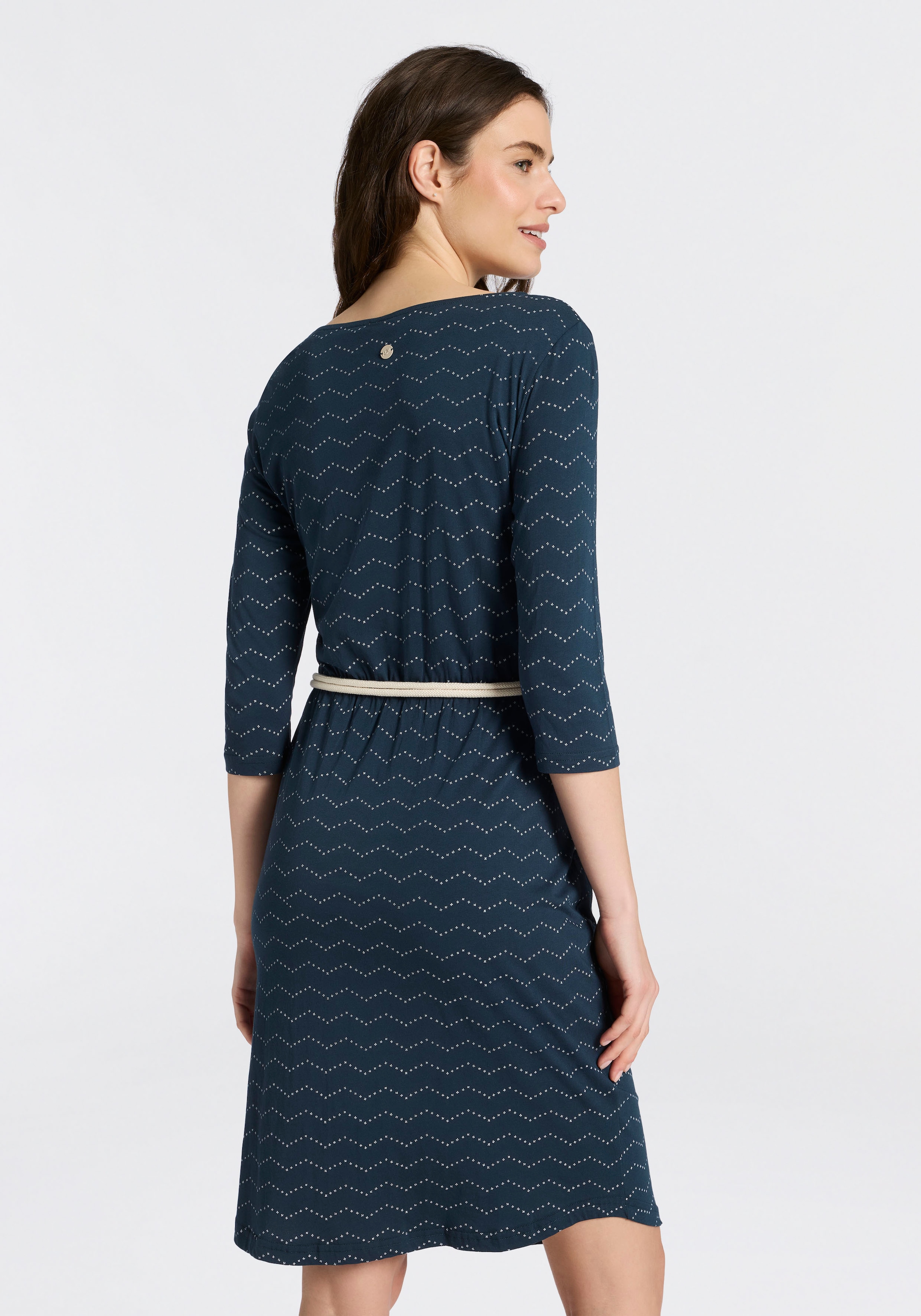 Ragwear Jerseykleid »LILITHA ZIG ZAG O« mit Taillen-Bindegürtel