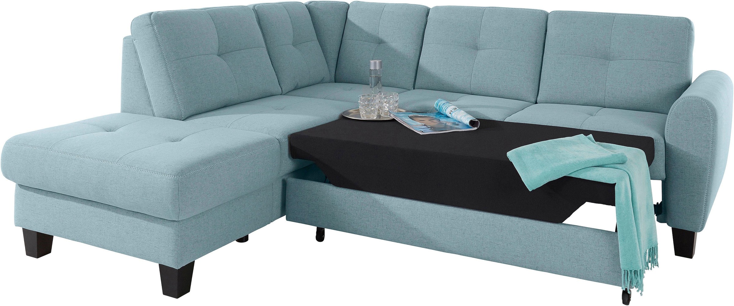 sit&more Ecksofa »Varese L-Form«, mit Federkern, wahlweise mit Bettfunktion und Stauraum