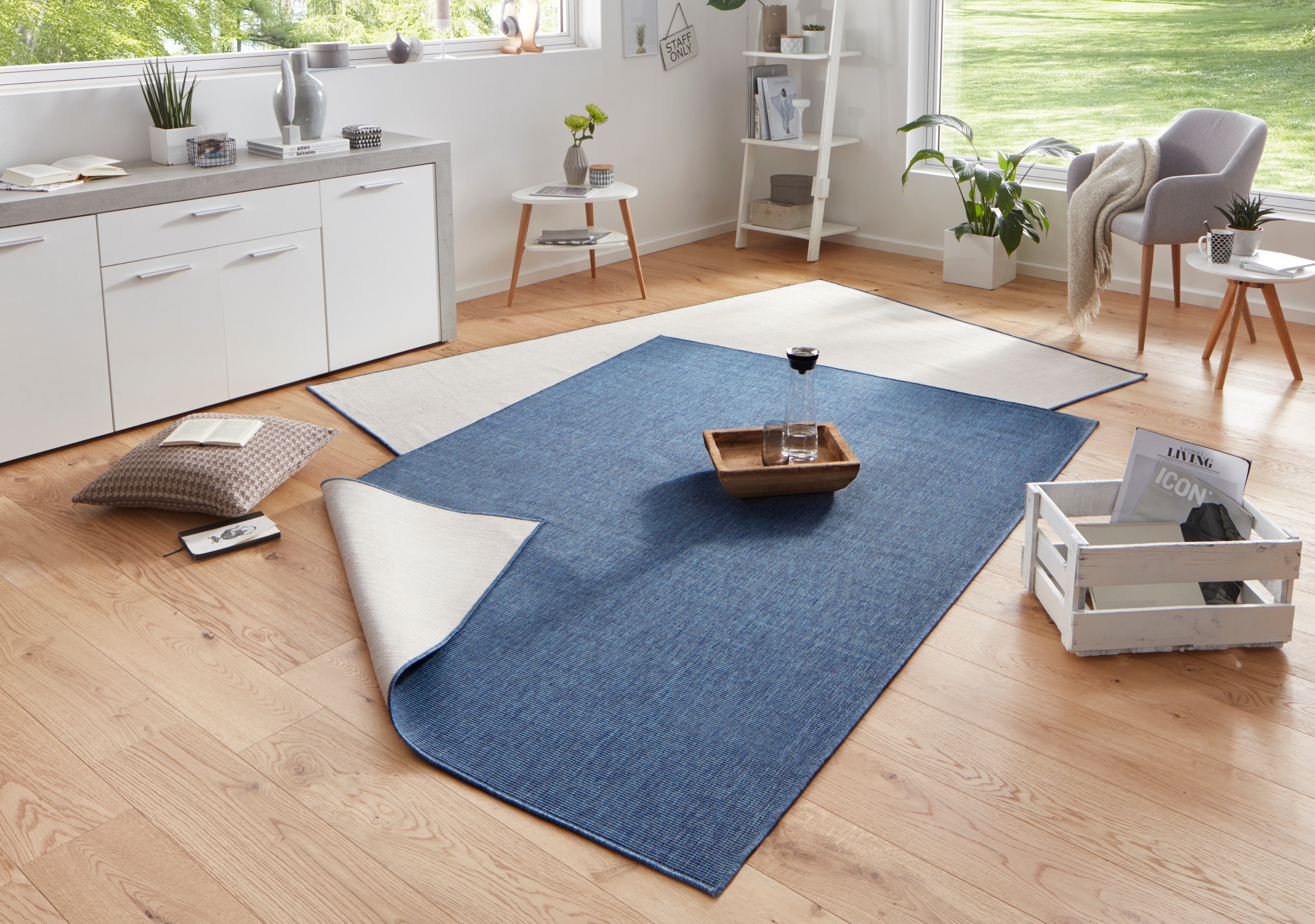 NORTHRUGS Teppich »Miami Wendeteppich«, rechteckig, 5 mm Höhe, In-& Outdoor, Wetterfest, Balkon, Läufer, Wohnzimmer, Wasserfest