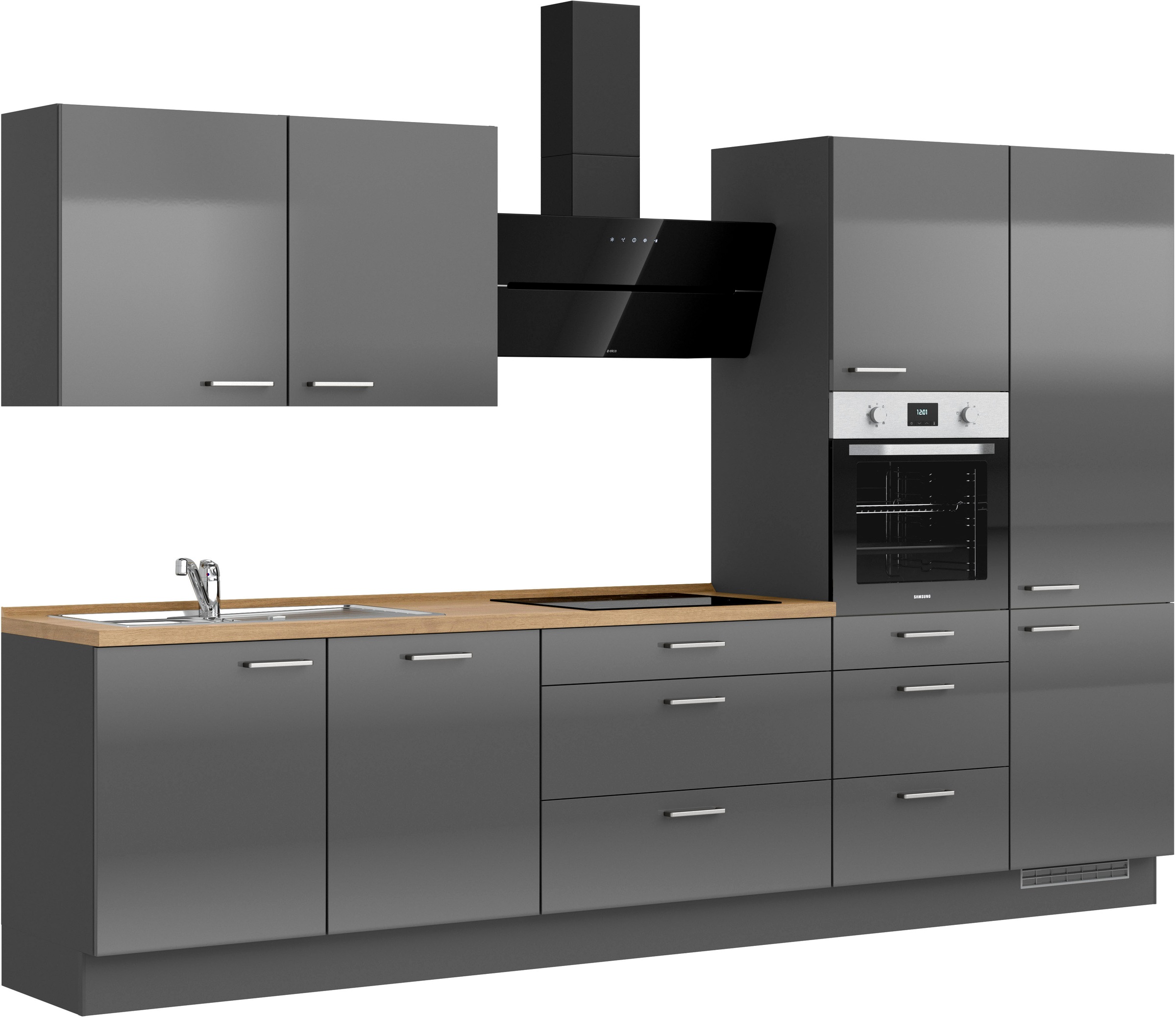 nobilia® Küchenzeile »"Flash II"«, vormontiert, Ausrichtung wählbar, Breite 330 cm, wahlw. mit E-Geräten