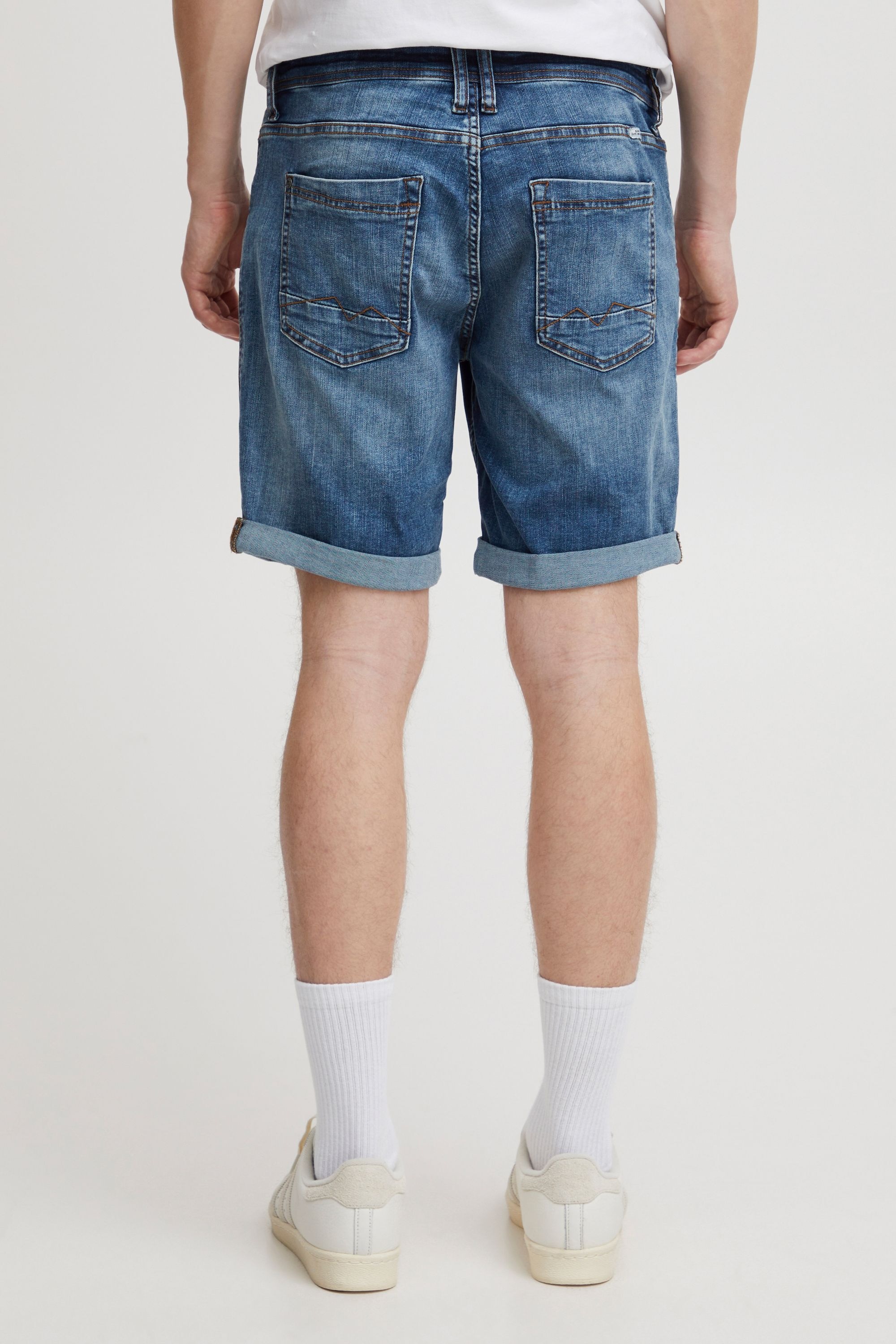 Jeansshorts BLEND "Jeansshorts BHDenim", Herren, Gr. L, N-Gr, blau (denim middle blau), Obermaterial: 70% Baumwolle CO. 28% Polyester PES. 2% Elasthan EL., Jeans Jeansshorts 6